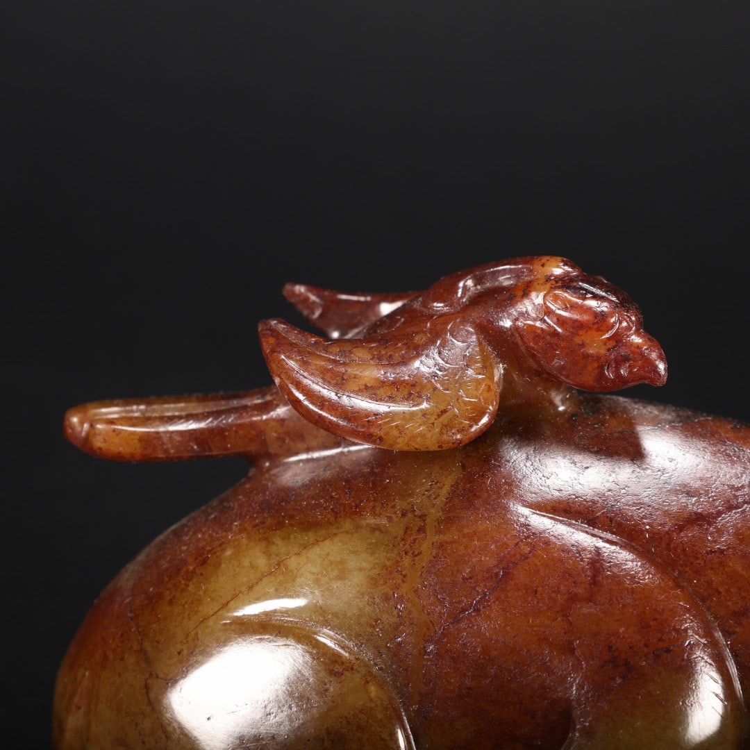 Jade Carved Bear and Eagle Shape Ornament - 7