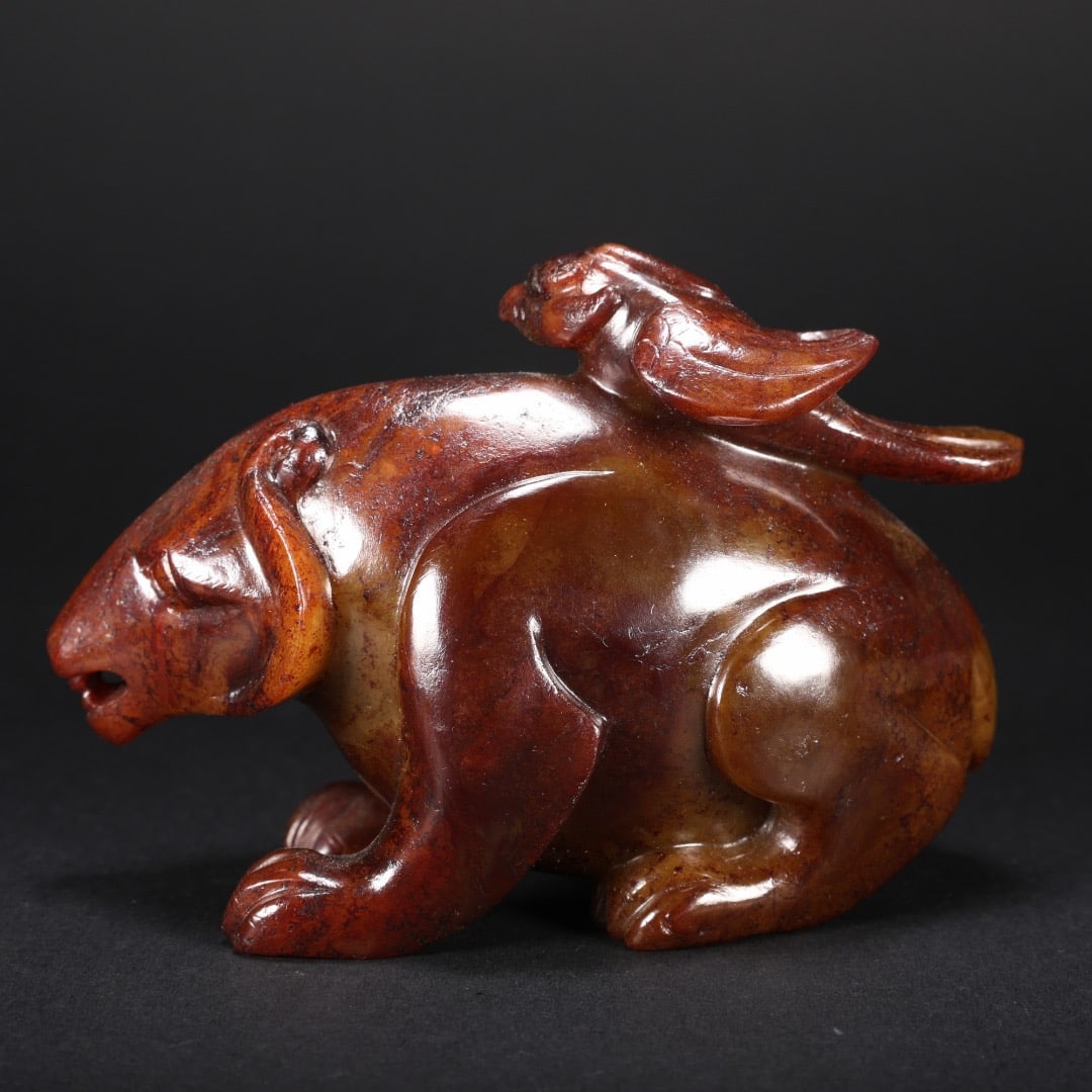 Jade Carved Bear and Eagle Shape Ornament - 8