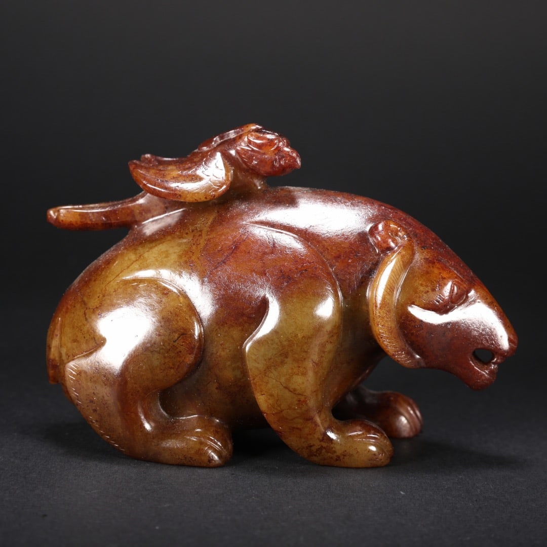 Jade Carved Bear and Eagle Shape Ornament - 9