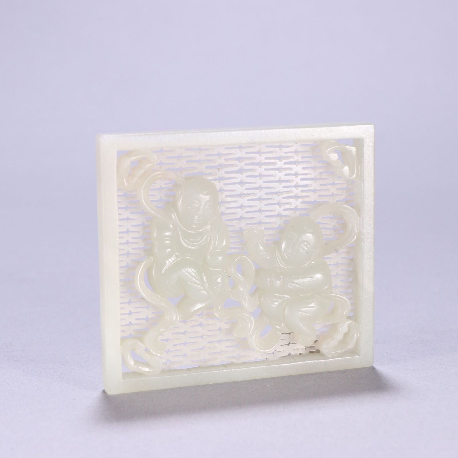 Jade Carved Playing Children Pattern Ornament: Jade Carved Playing Children Pattern Ornament (6.8 x 7.5cm)