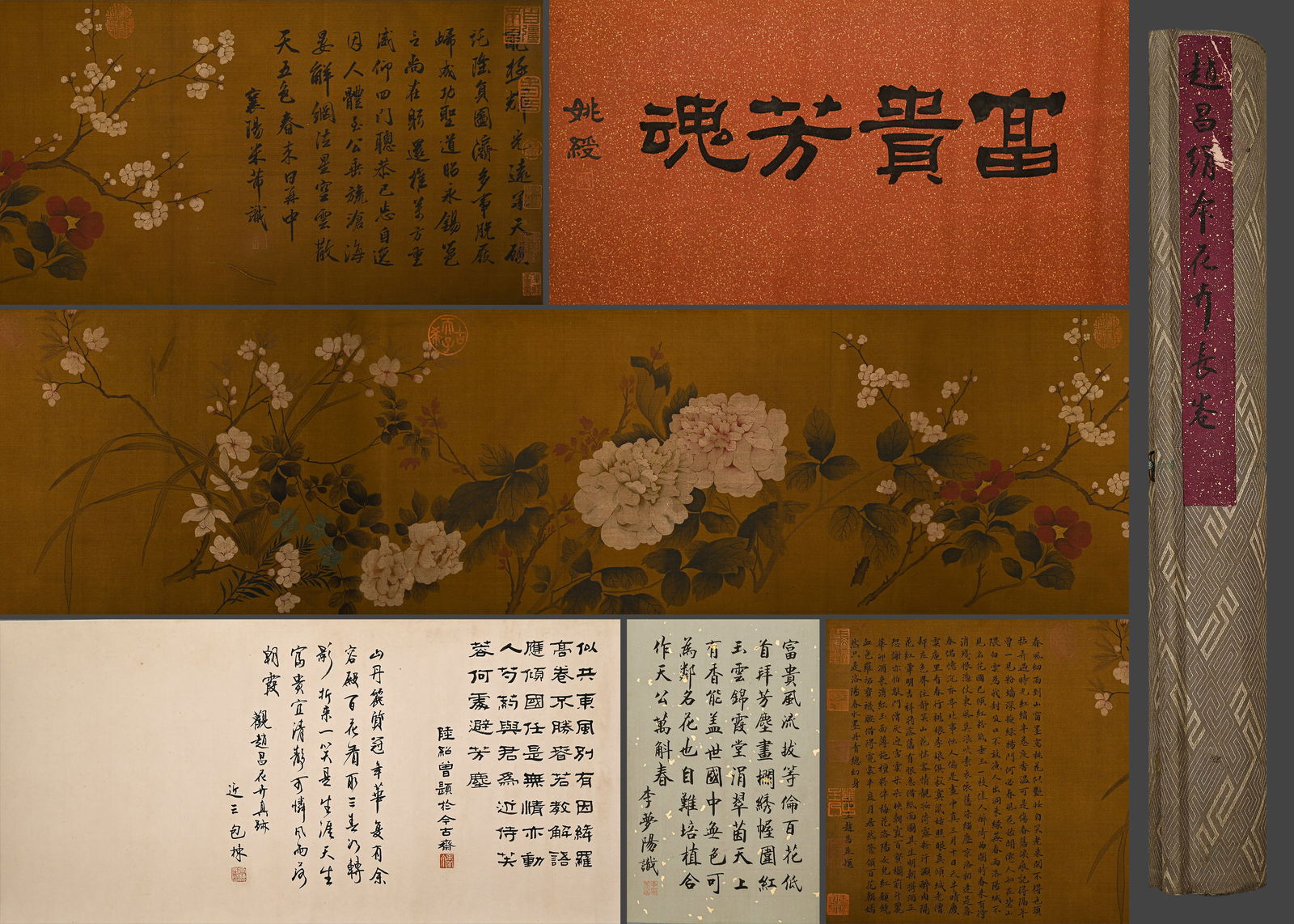 Chinese Drawing Flower Hand Scroll,Zhao Chang Mark: Chinese Drawing Flower Hand Scroll,Zhao Chang Mark (36 x 370cm)