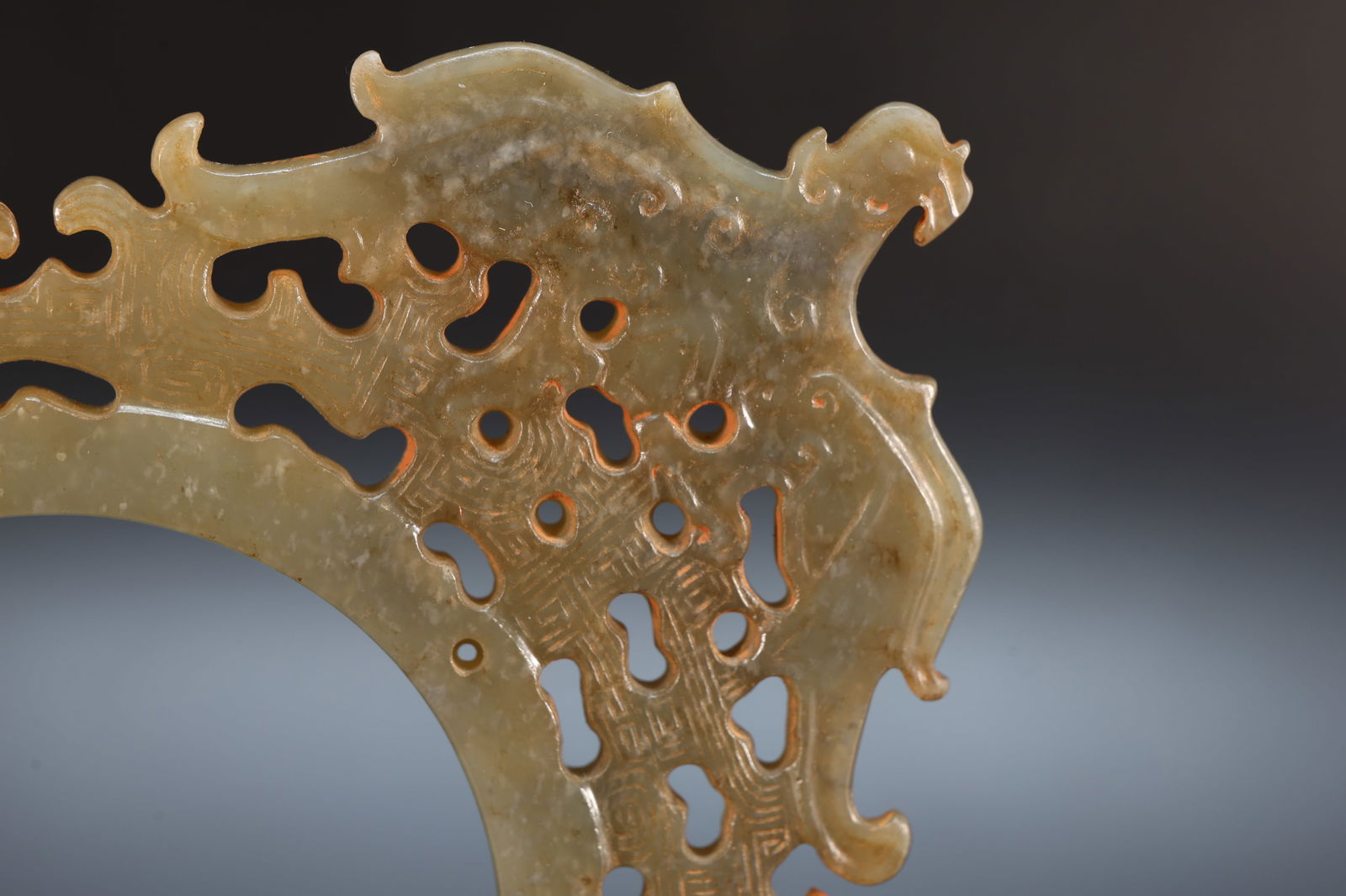 Jade Carved Bird Pattern Bi - 3