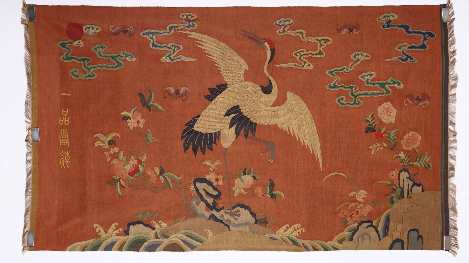 A CHINESE KESI 'CRANE AND FLOWERS' PANEL - 2
