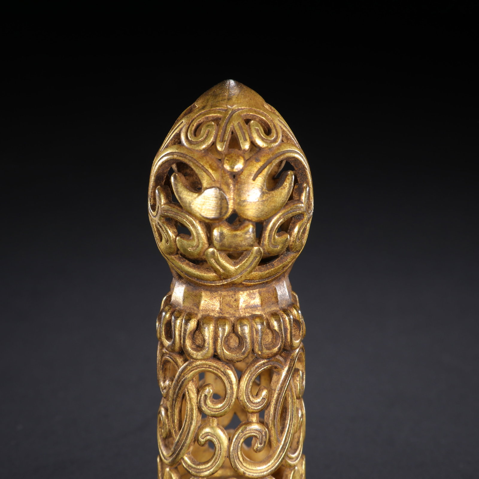 A CHINESE GILT-BRONZE OPENWORK SEAL - 2