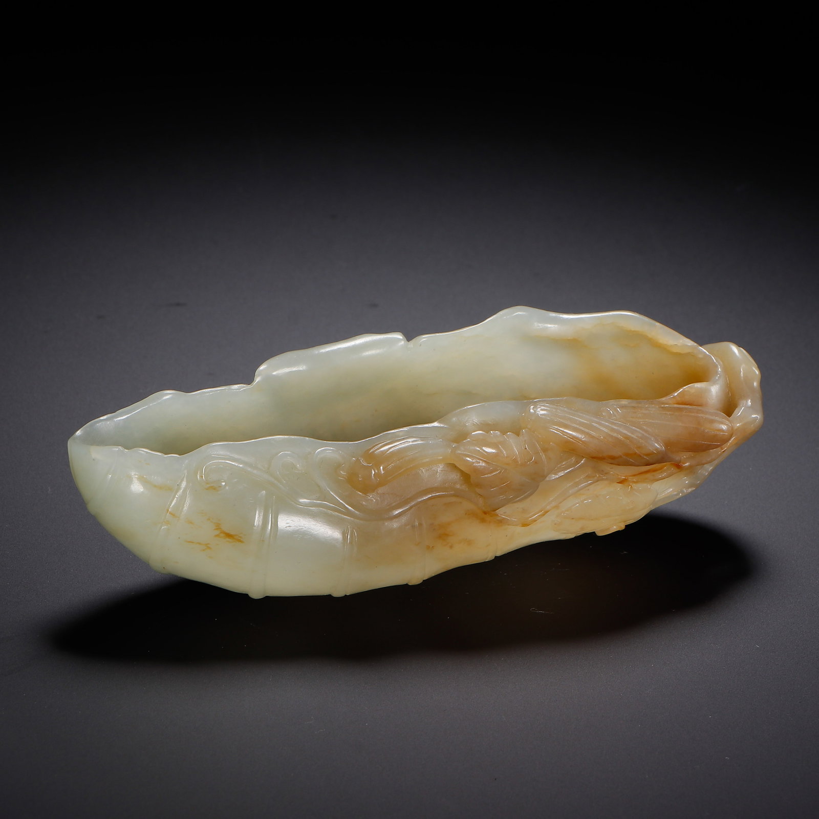 A CHINESE JADE LEAF-SHAPED BRUSH WASHER - 5