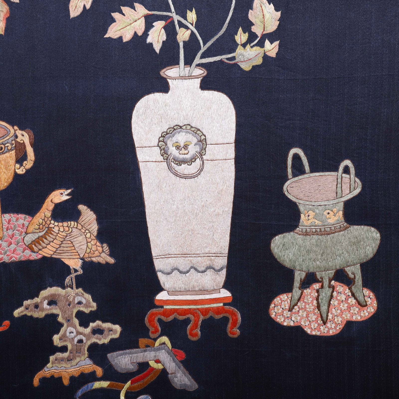 A CHINESE EMBROIDERY "BO GU" PANEL - 3