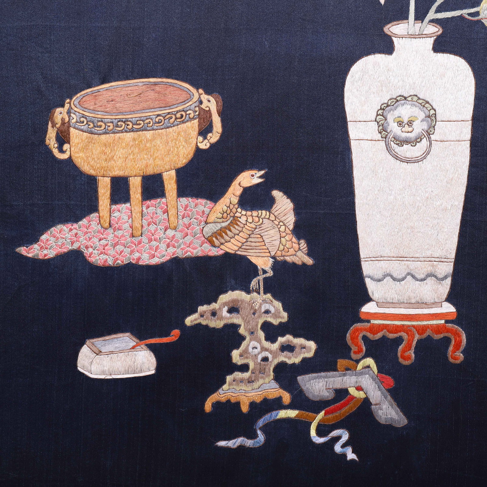 A CHINESE EMBROIDERY "BO GU" PANEL - 4