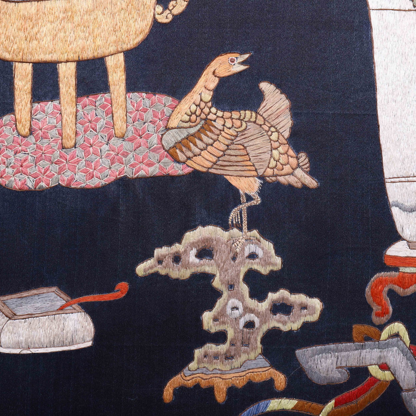 A CHINESE EMBROIDERY "BO GU" PANEL - 6