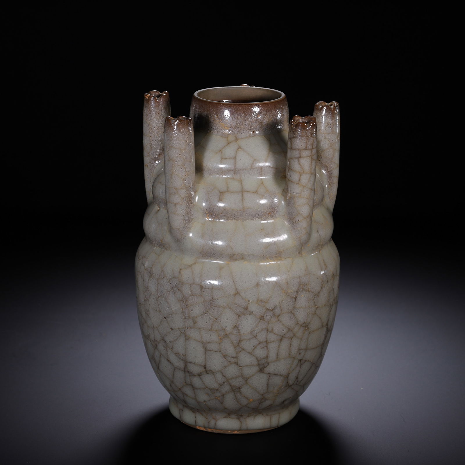 A CHINESE GUAN WARE FIVE-SPOUT VASE - 2