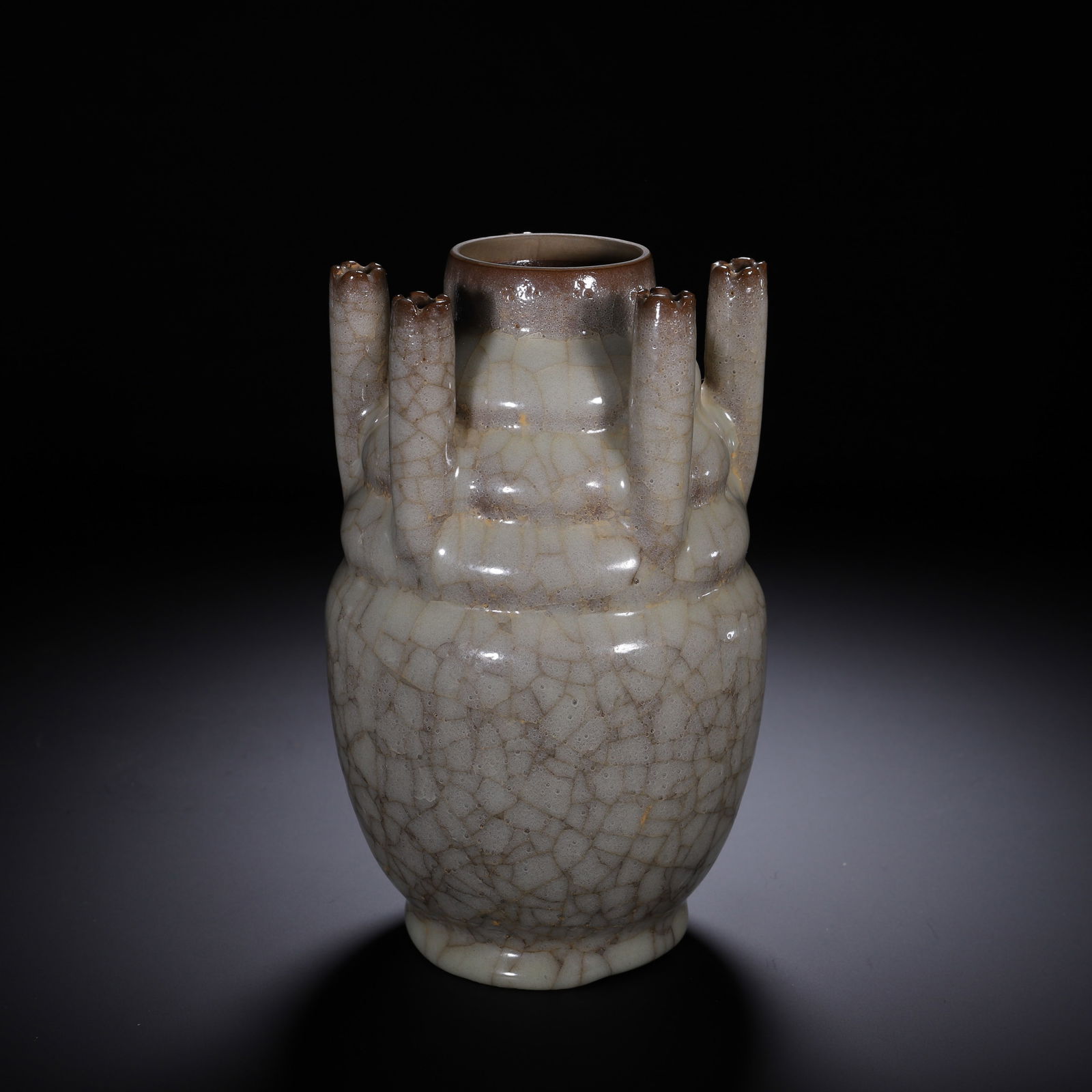 A CHINESE GUAN WARE FIVE-SPOUT VASE - 8