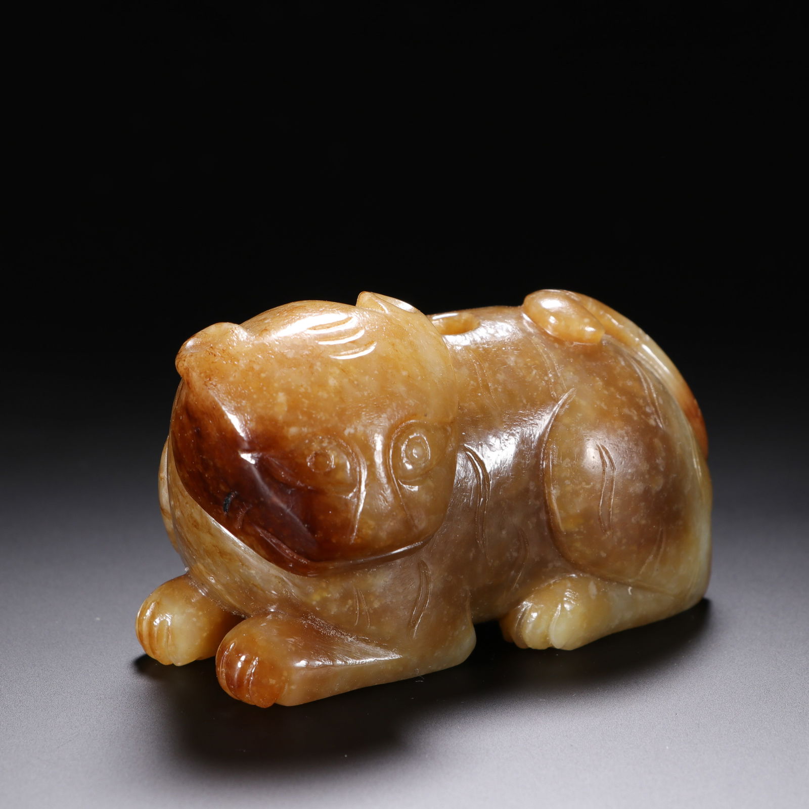 A CHINESE YELLOW JADE MYTHICAL BEAST - 2