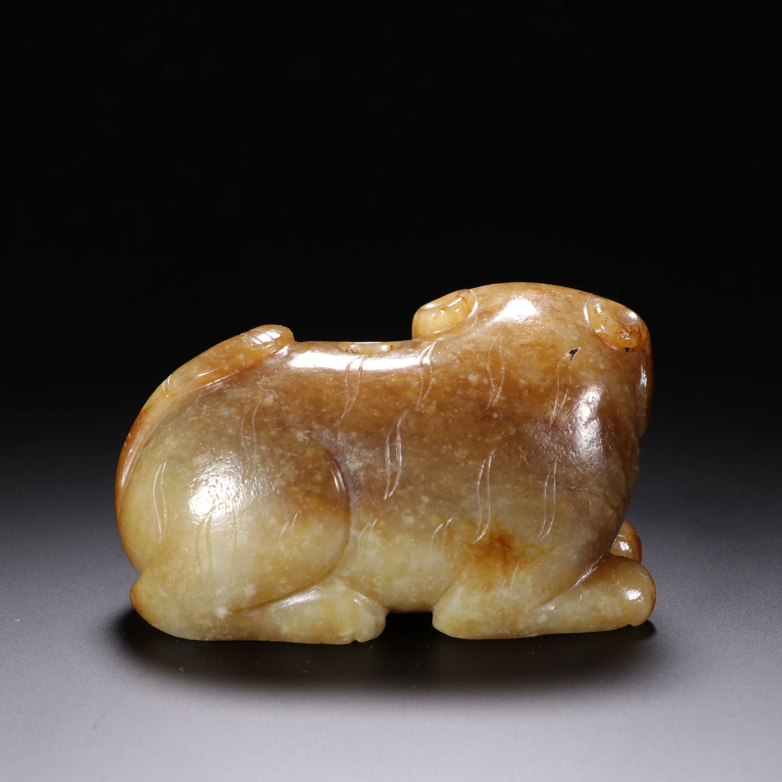 A CHINESE YELLOW JADE MYTHICAL BEAST - 5