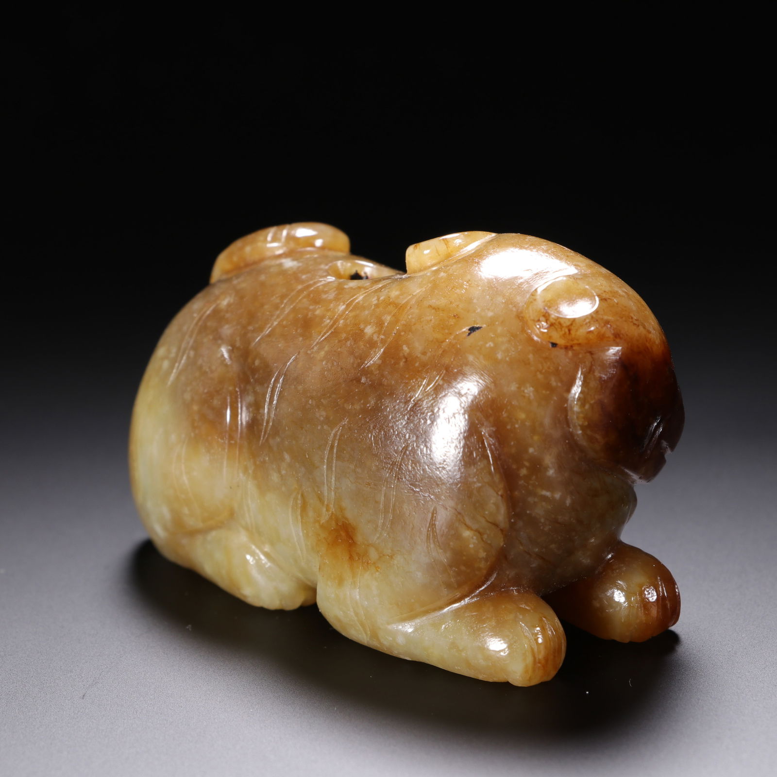 A CHINESE YELLOW JADE MYTHICAL BEAST - 6
