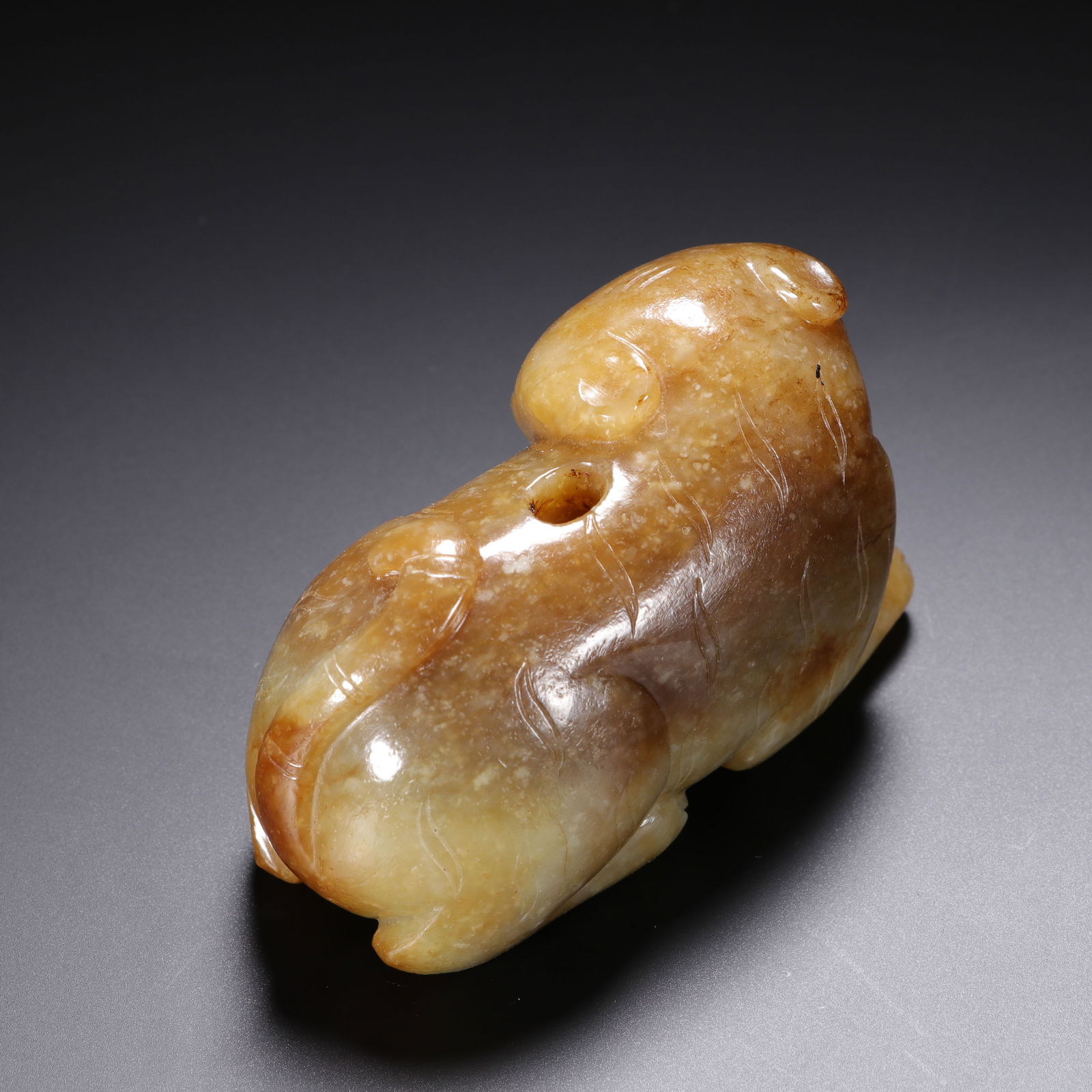 A CHINESE YELLOW JADE MYTHICAL BEAST - 7