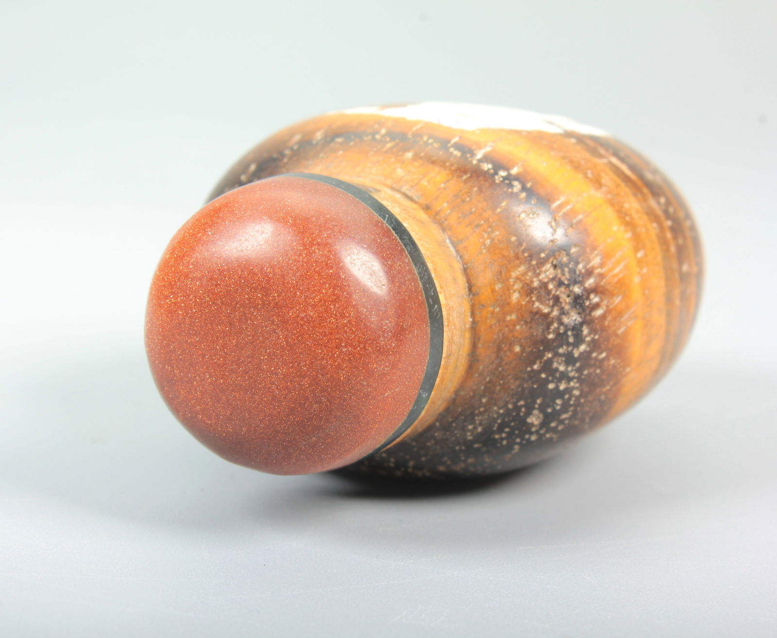 A TIGER EYE STONE SNUFF BOTTLE - 7