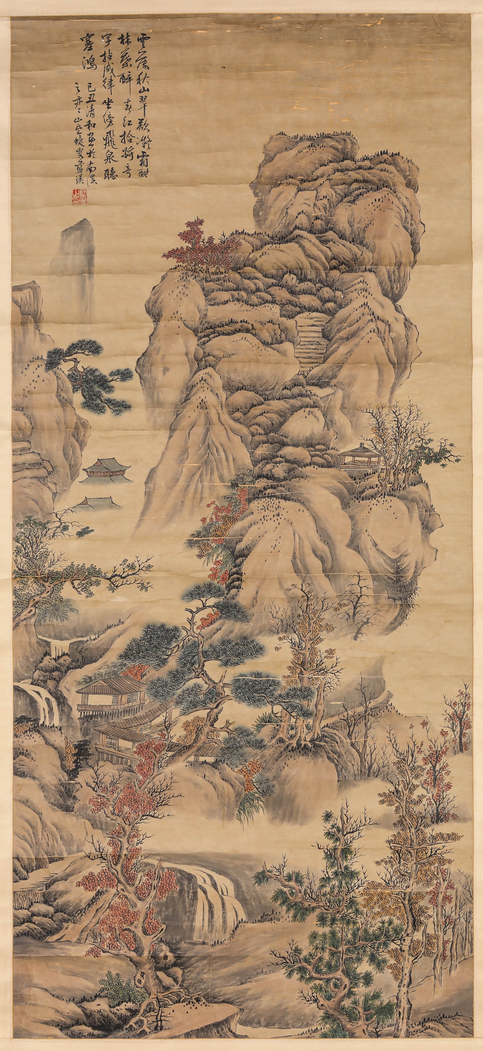 A CHINESE HAND PAINTING WITH THE MARK OF LAN YING: A CHINESE HAND PAINTING WITH THE MARK OF LAN YING 134*60CM