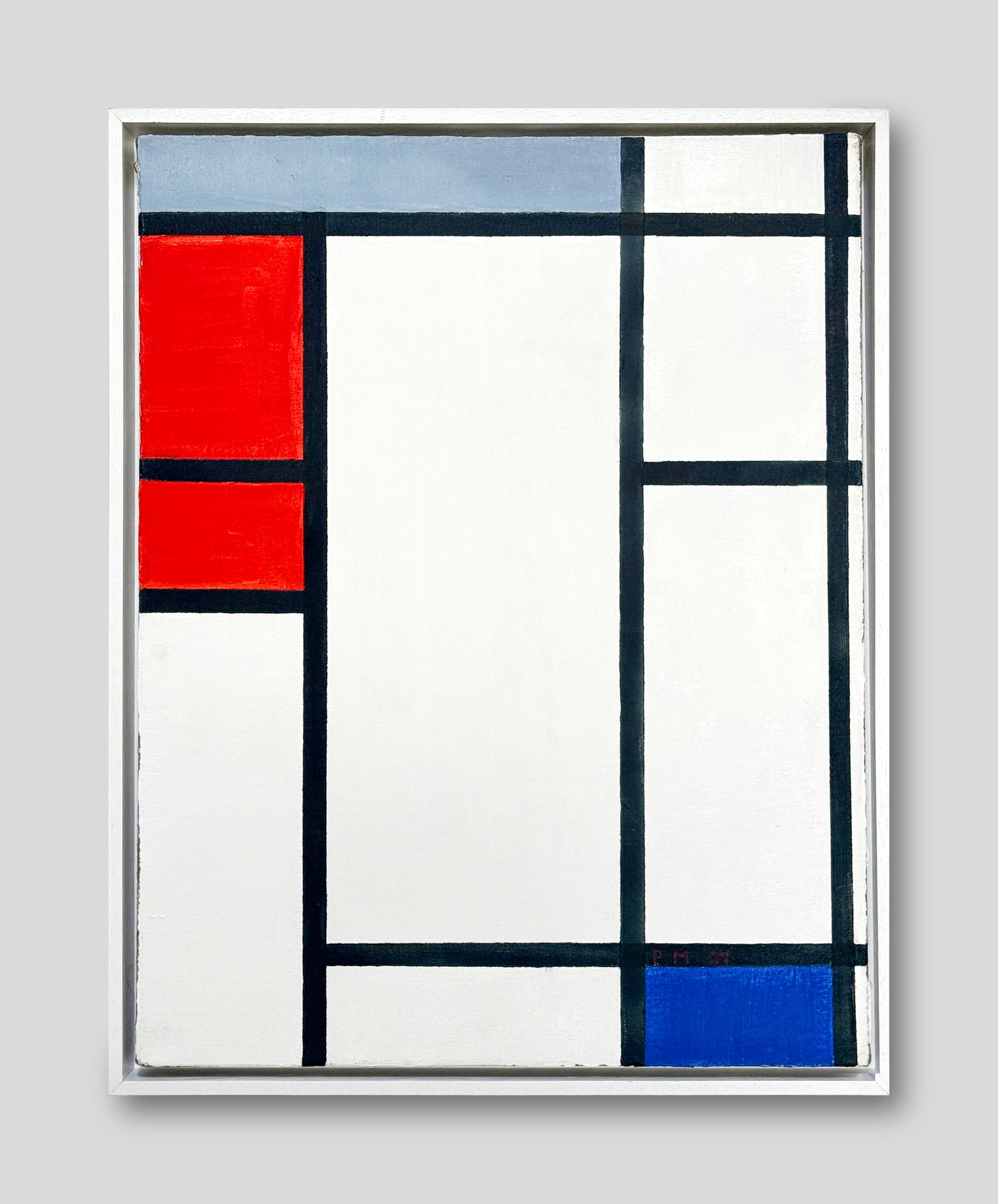 AN OIL PAINTING ON CANVAS WITH THE MARK OF PIET MONDRIAN: AN OIL PAINTING ON CANVAS WITH THE MARK OF PIET MONDRIAN 42.5*33CM;FRAMED DIMENSIONS: 45.5*35.5CM