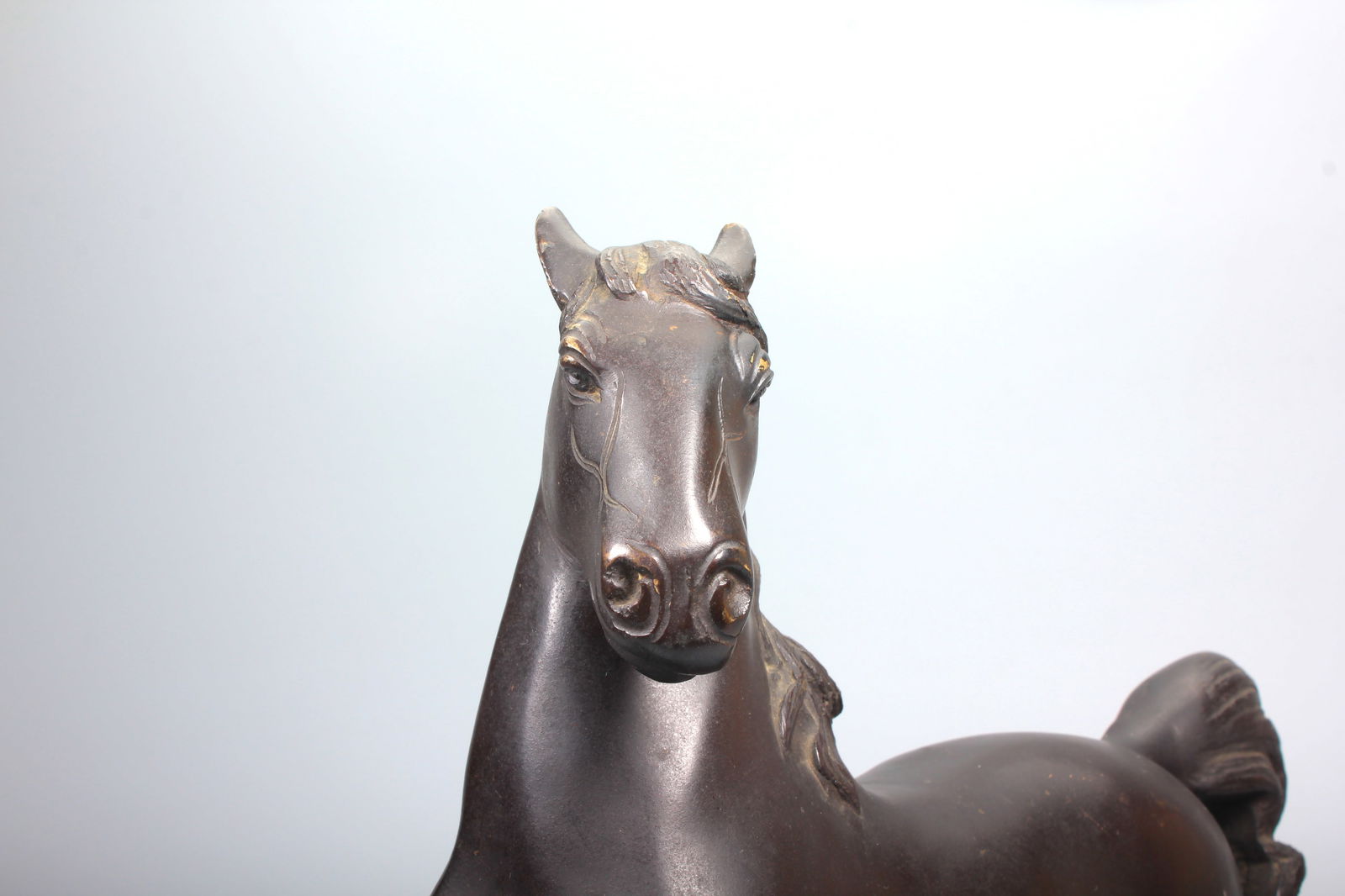 A BRONZE GALLOPING HORSE - 7