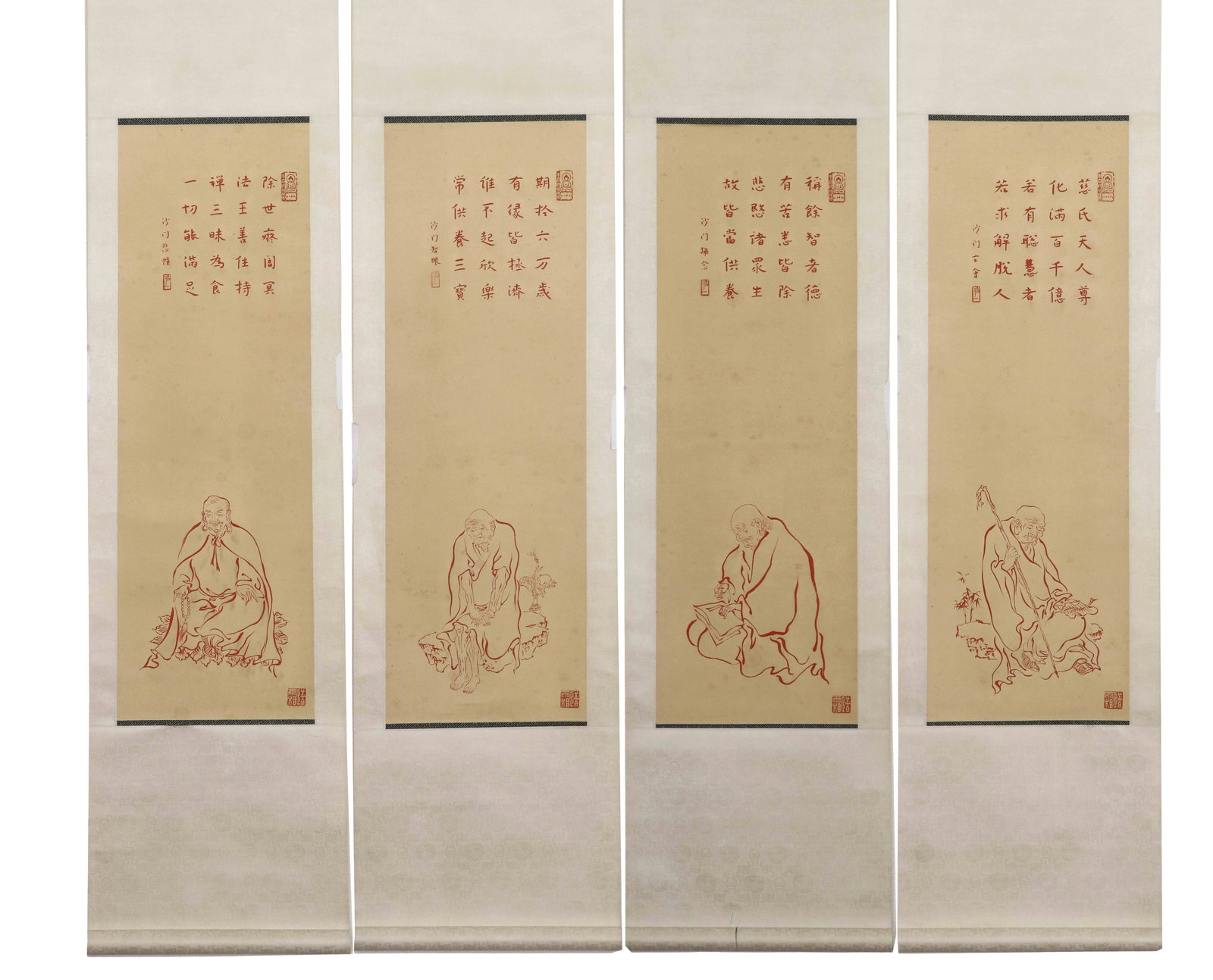 A CHINESE HAND PAINTING WITH THE MARK OF HONG YI: A CHINESE HAND PAINTING WITH THE MARK OF HONG YI 88*29CM