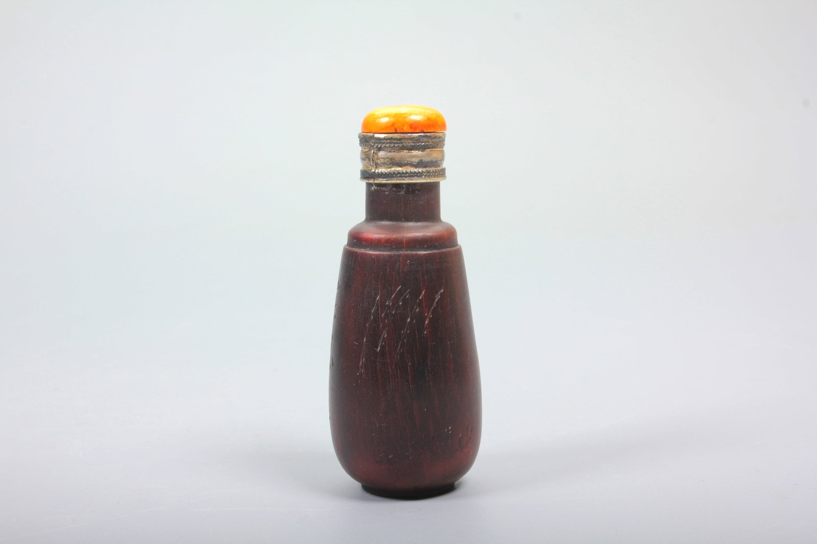 A HORN SNUFF BOTTLE WITH POEM PATTERN - 6