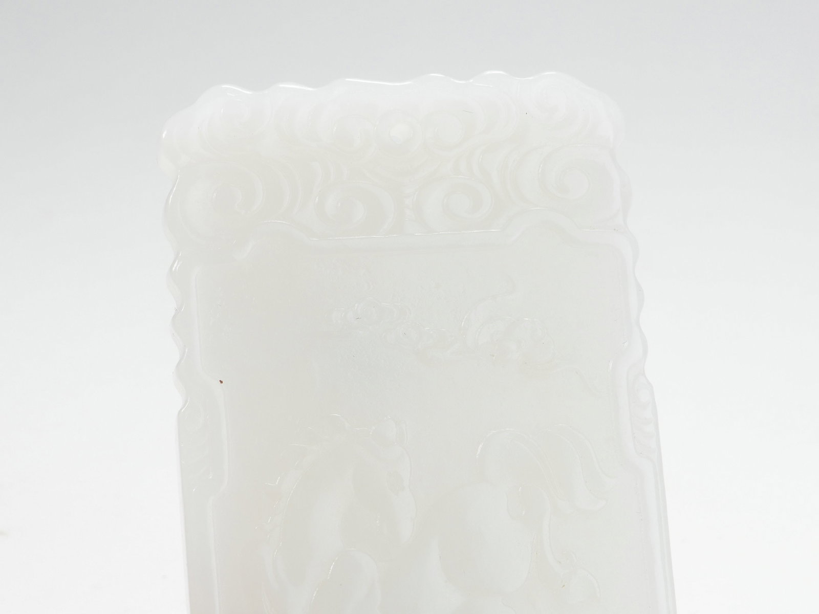 A HETIAN WHITE JADE PLAQUE WITH TWO HORSES PATTERN - 3