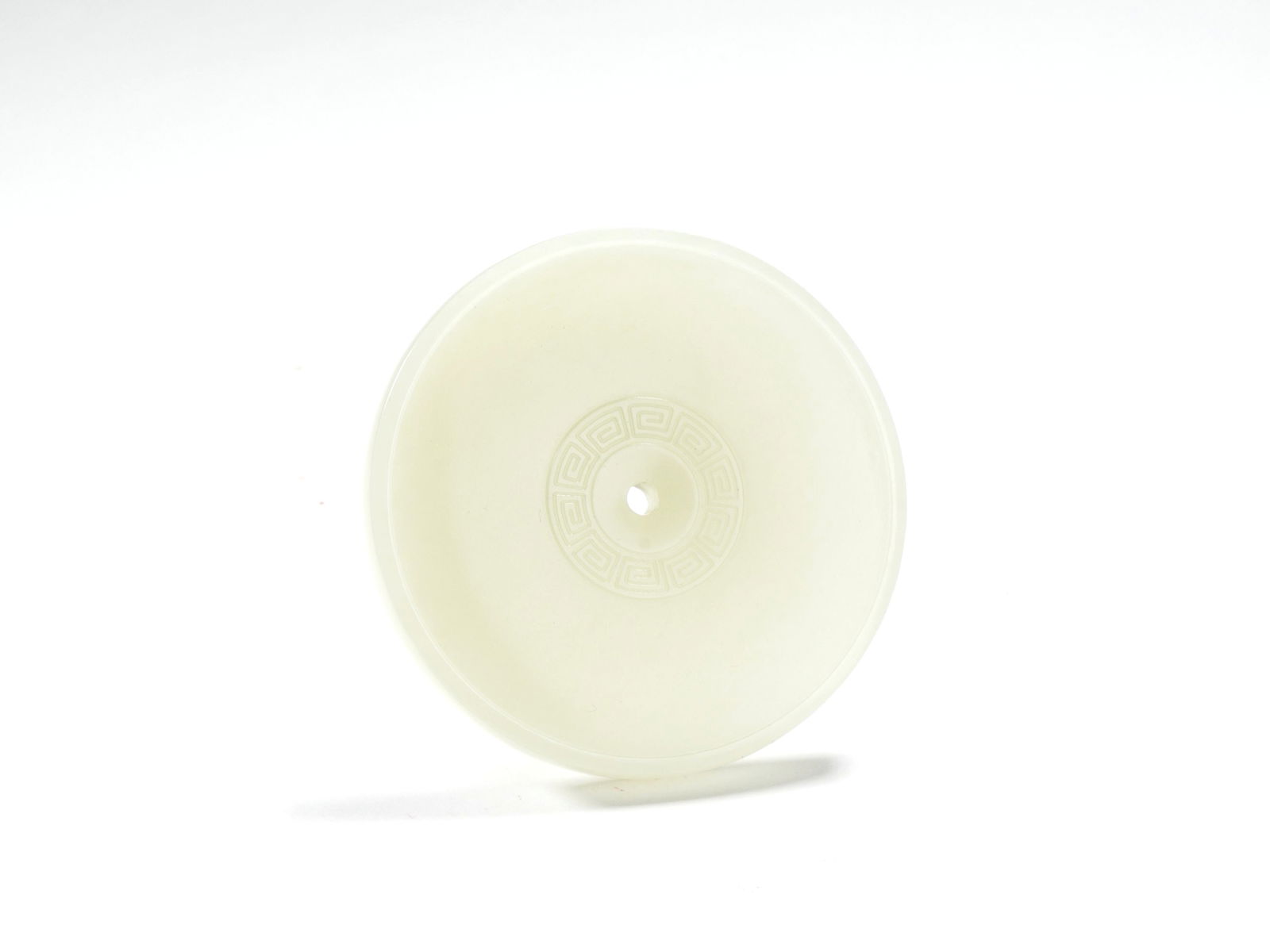 A HETIAN WHITE JADE PENDANT WITH MEANDER PATTERN - 2