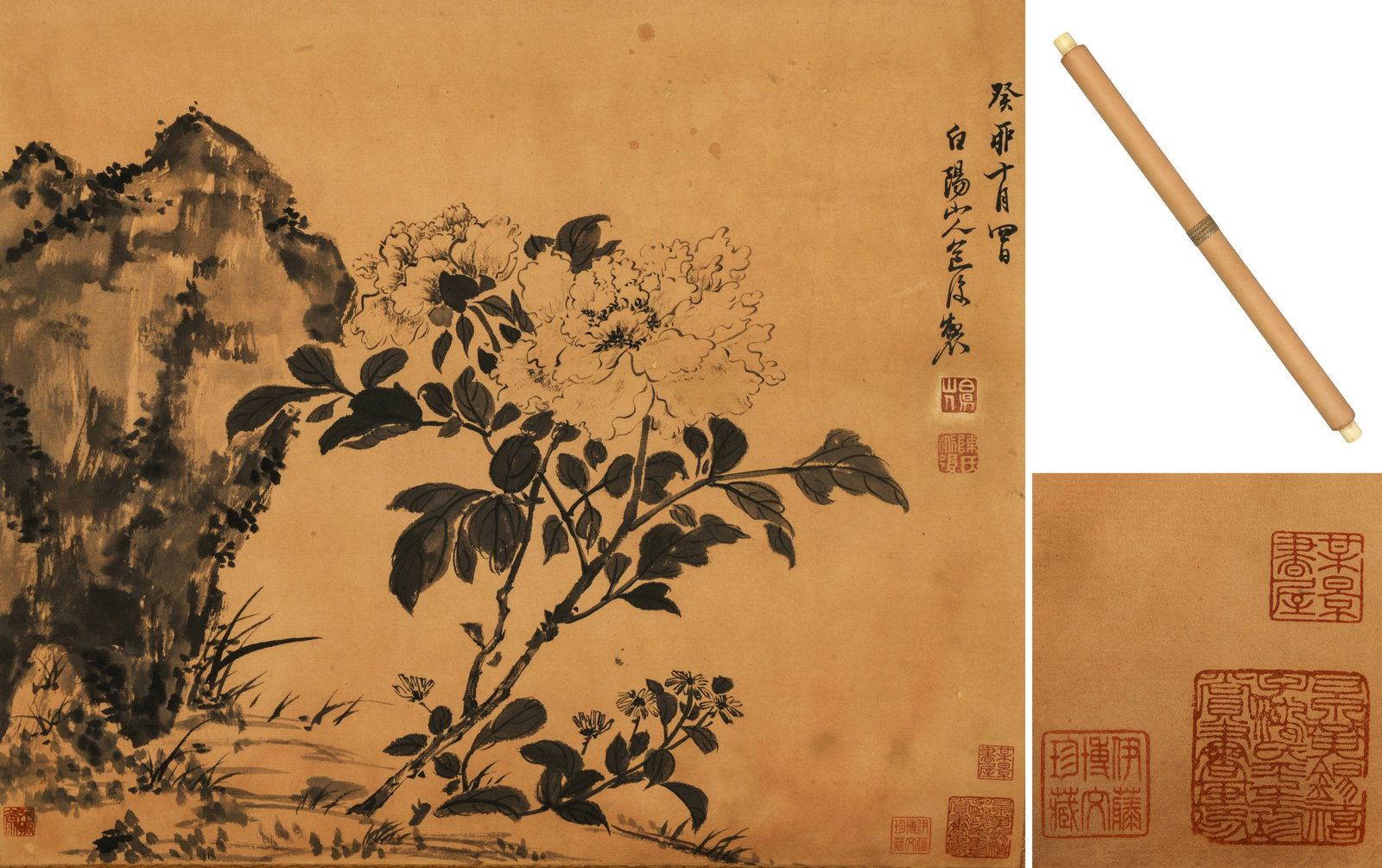 A CHINESE HAND PAINTING WITH THE MARK OF CHEN CHUN: A CHINESE HAND PAINTING WITH THE MARK OF CHEN CHUN 43*51CM