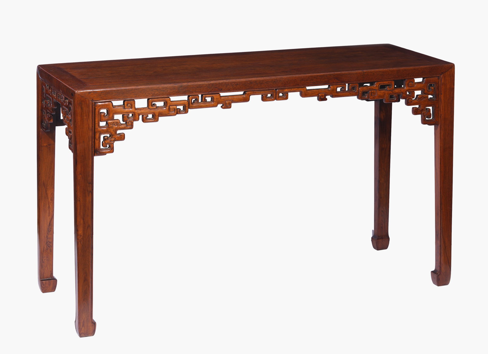 A Huanghuali 'Horseshoe-Feet' Side Table: A Huanghuali 'Horseshoe-Feet' Side Table (140.5 x 49.5 x 83.5cm)