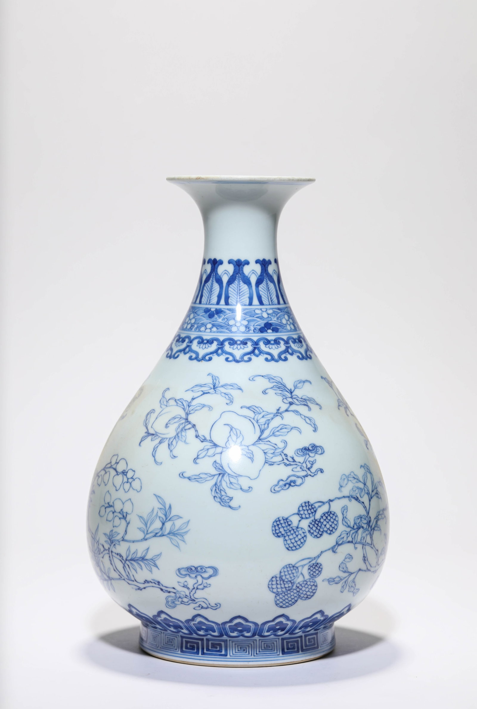 A Blue and White 'Floral Symbols of Fertility, Fortune, and Longevity' Yuhuchun (1 of 5)