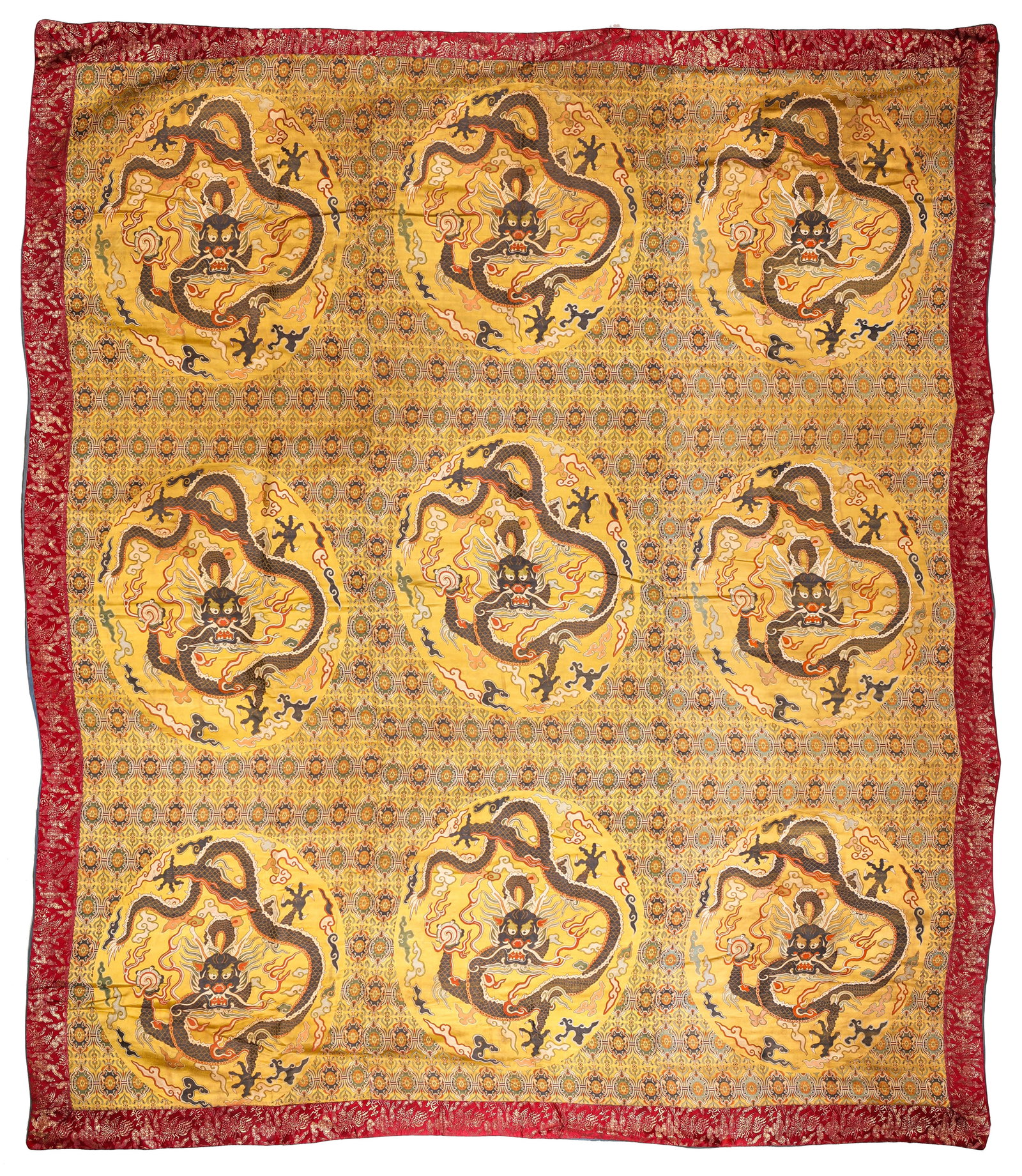 A Brocade 'Nine Medallion Dragons' (1 of 6)