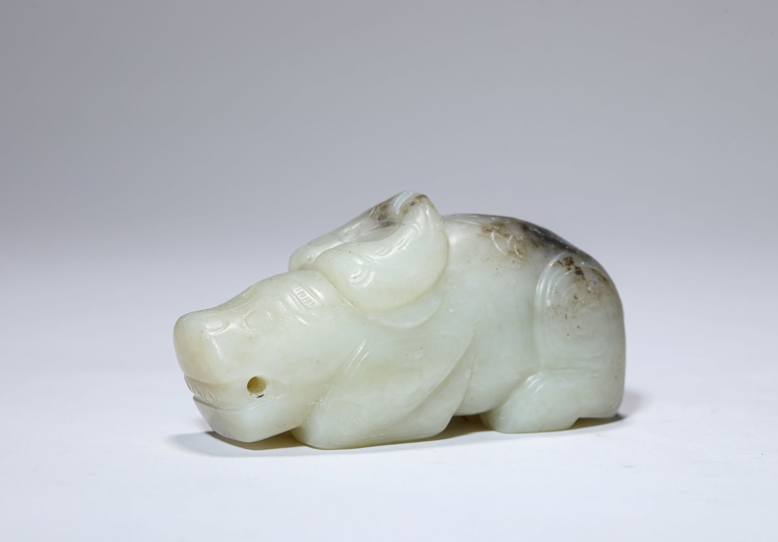 A Jade Buffalo: A Jade Buffalo (9.7 x 3.8 x 4.8cm)