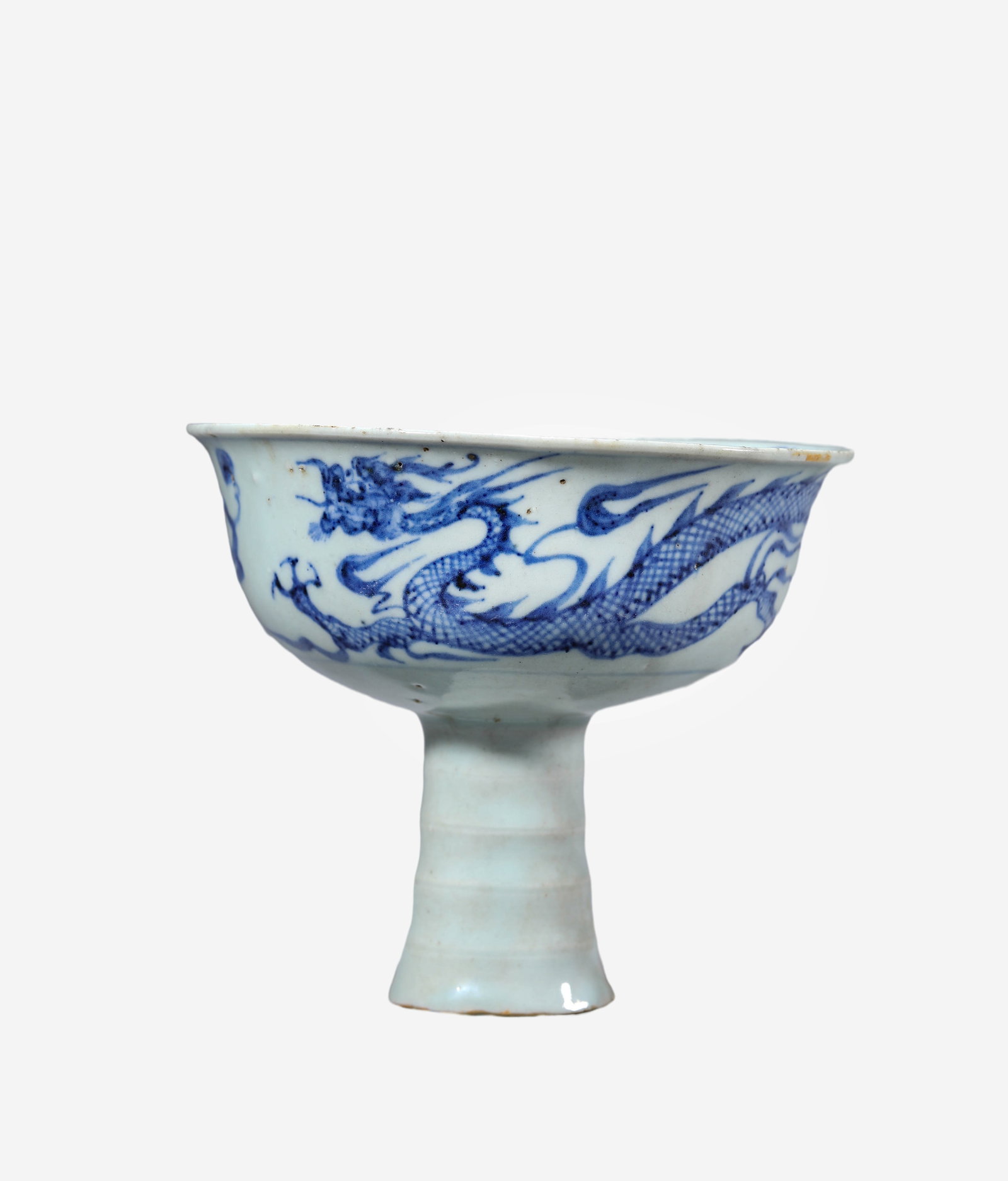 A Blue and White 'Dragon' Stem Cup - 2