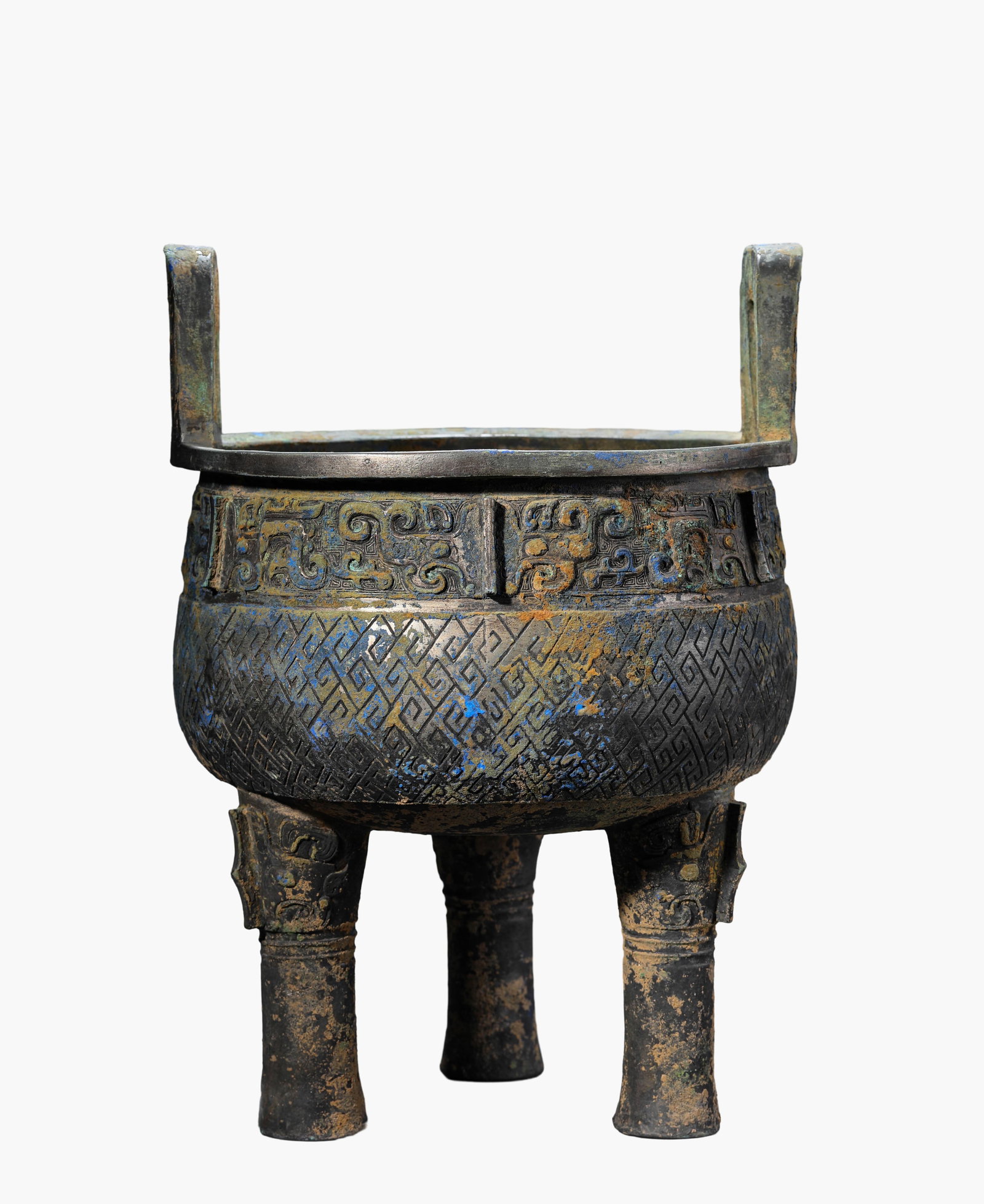 A Bronze 'Interlocking Pattern' Tripod Ding - 2