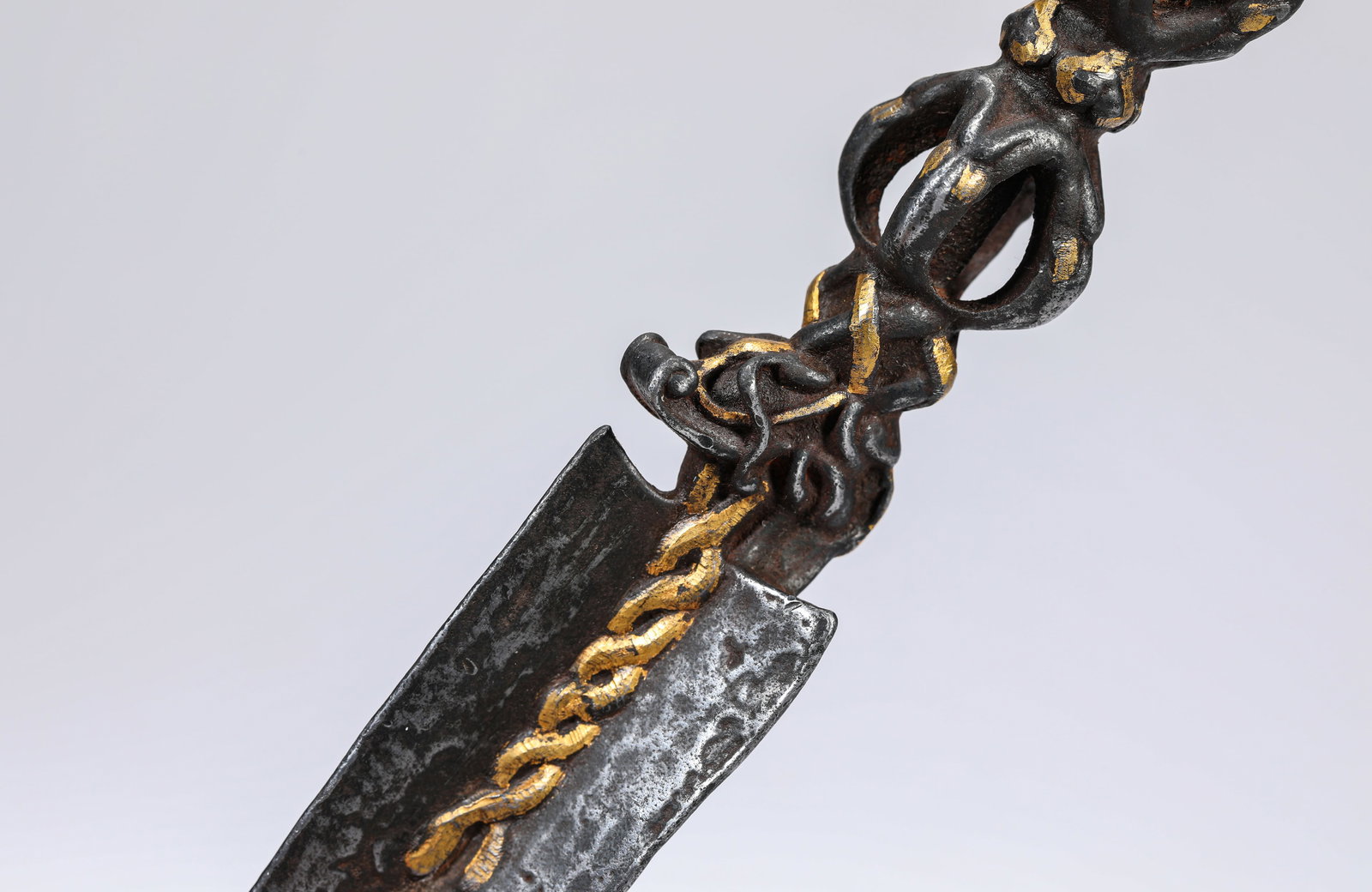 An Iron and Gold Champlevé Phurba - 4