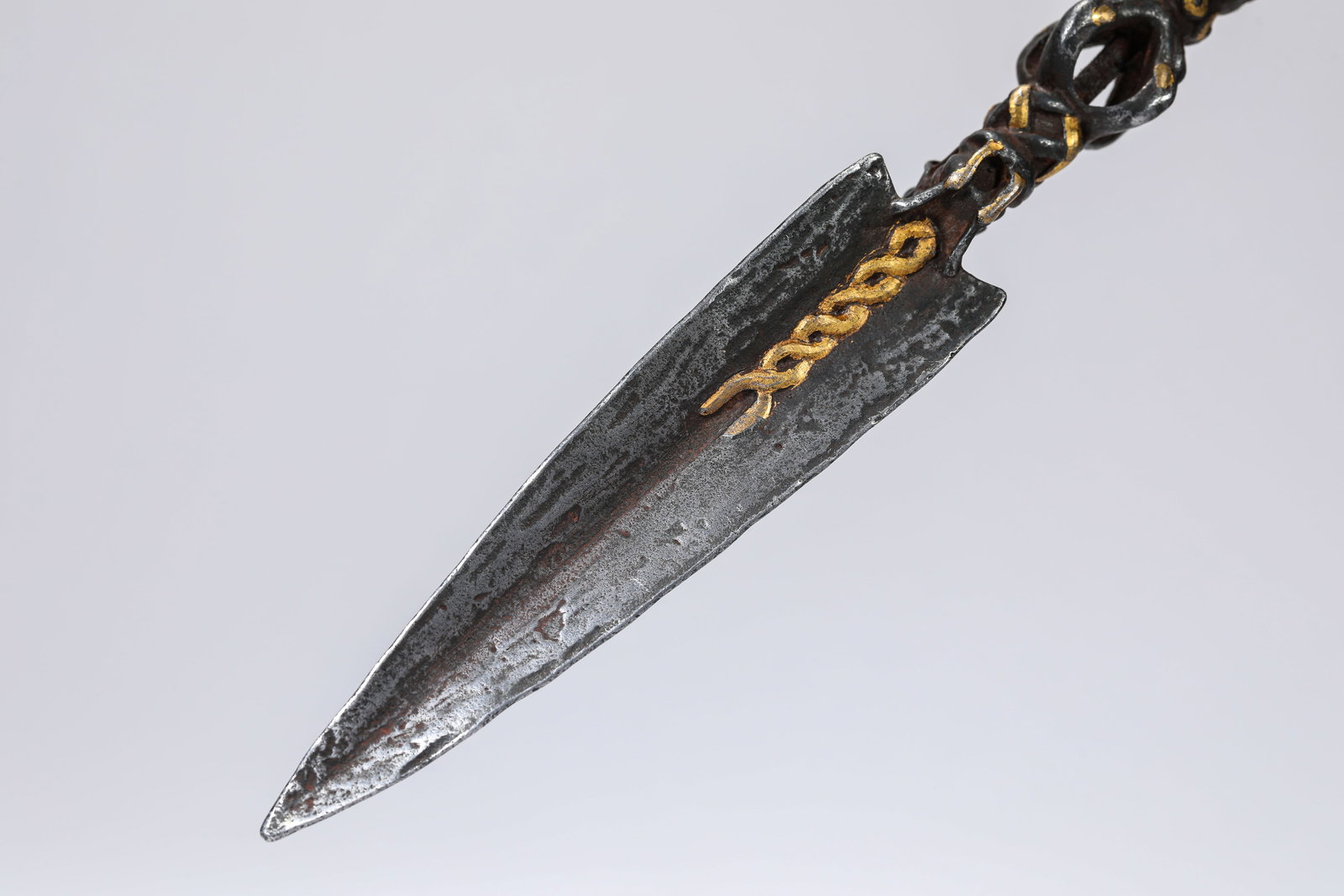 An Iron and Gold Champlevé Phurba - 5