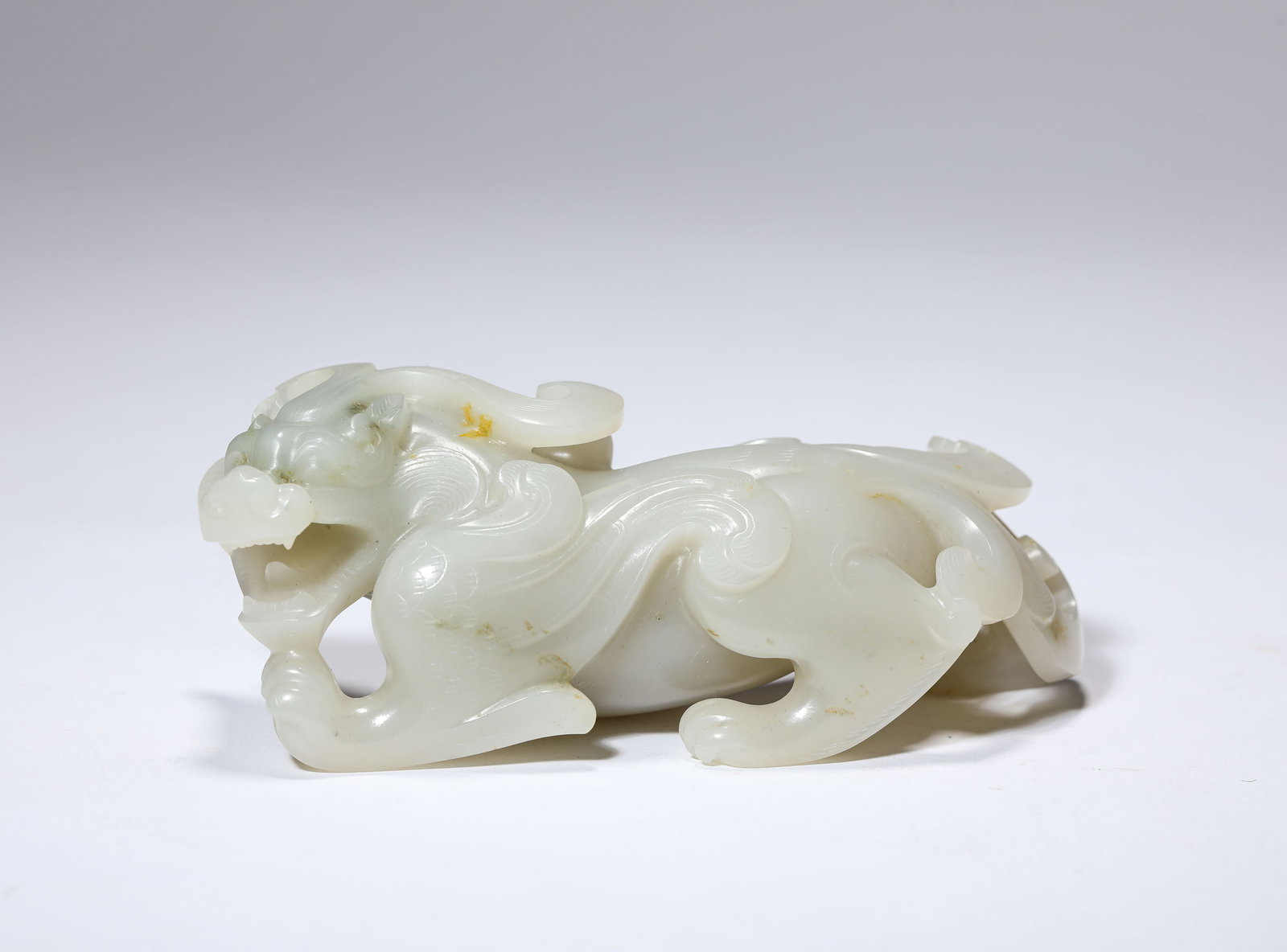 A Jade Auspicious Beast: A Jade Auspicious Beast (12.5 x 4.8 x 4.4cm)