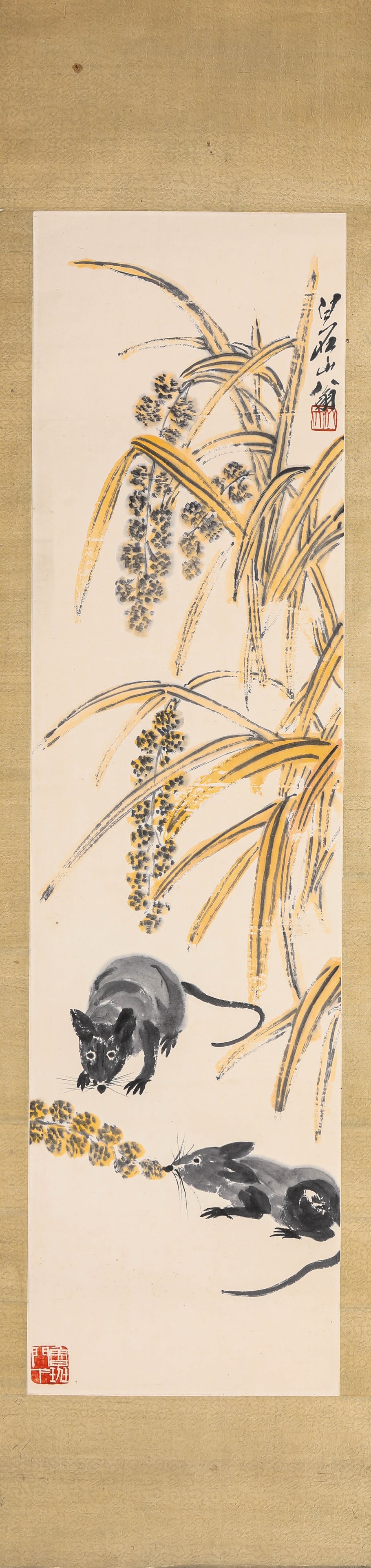 Qi Baishi (1864-1957), attributed to, Mouse and Rice (1 of 4)