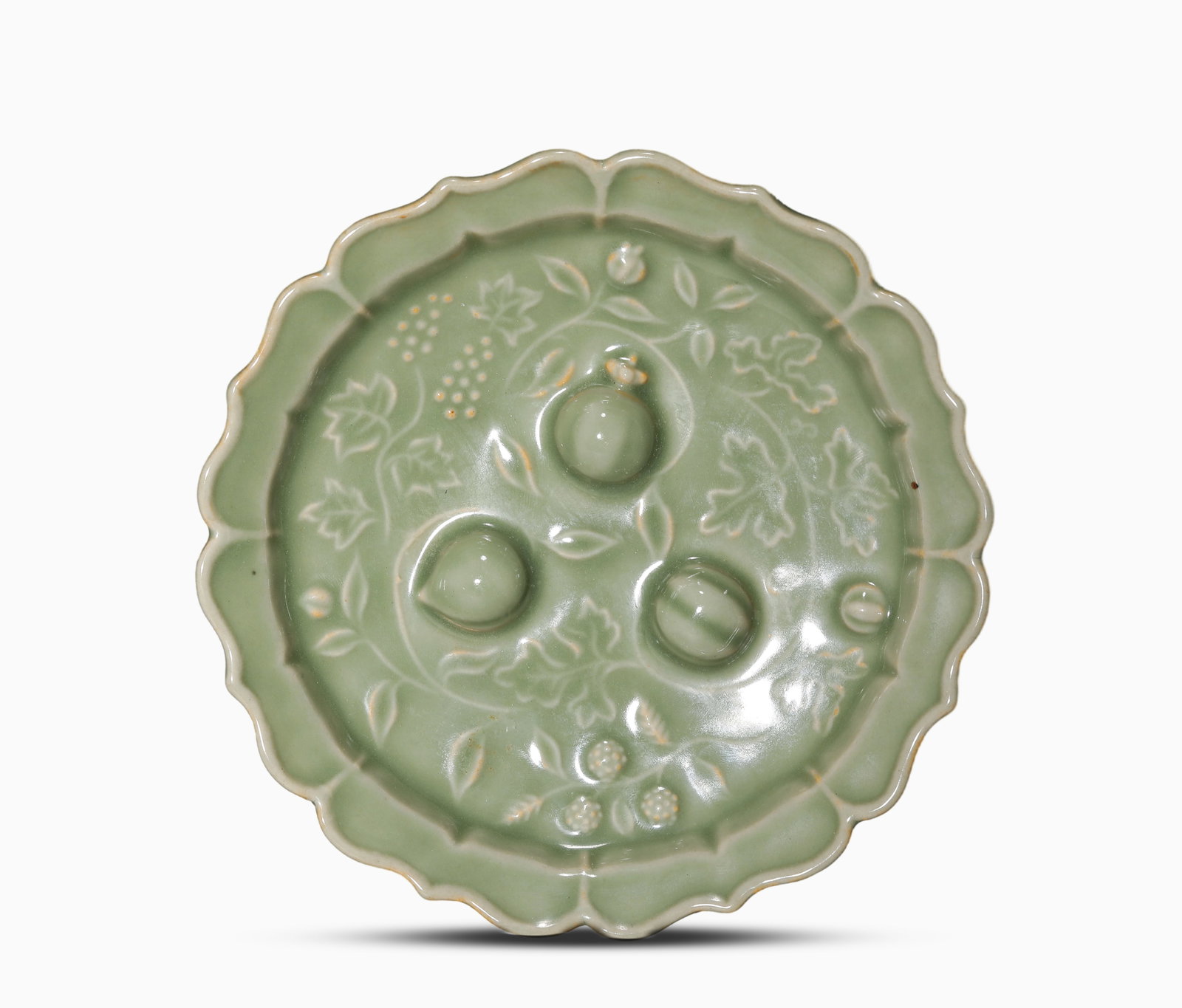 A Celadon-Glazed 'Three Abundances' 'Sunflower-Mouth' Dish (1 of 3)