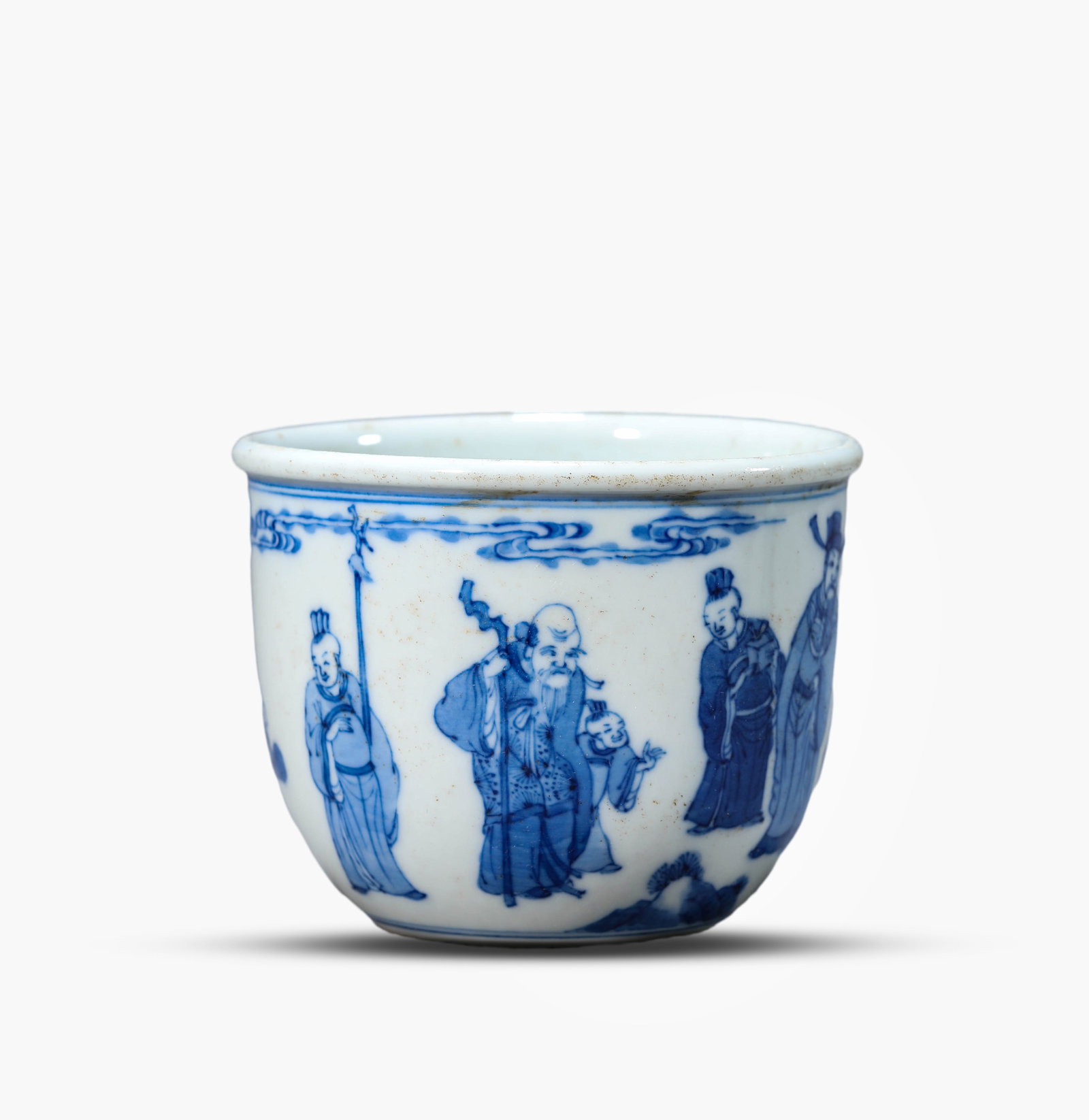 A Blue and White 'Narrative Scene' Cup: A Blue and White 'Narrative Scene' Cup (8.1 x 6.6cm)