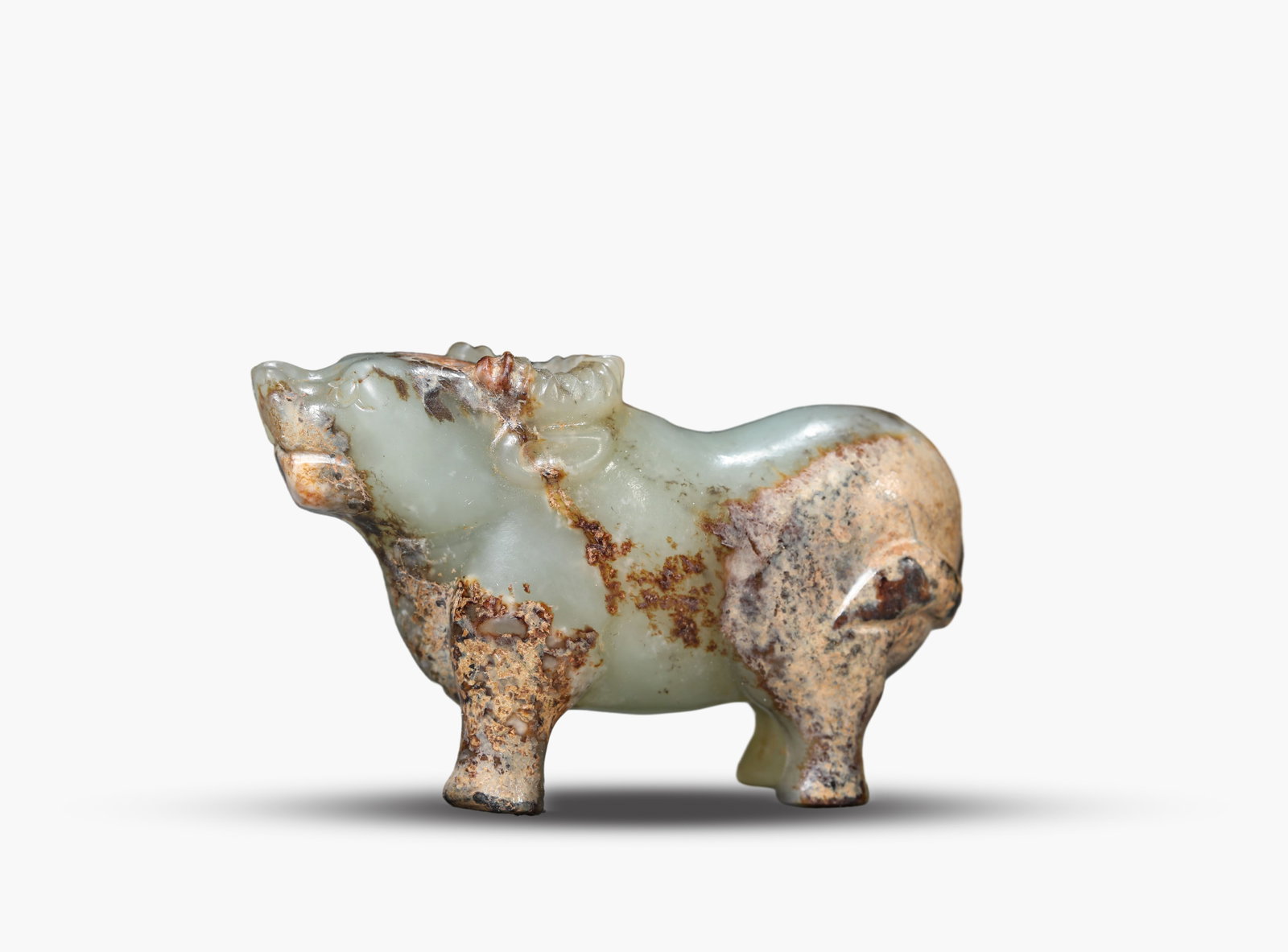 A Jade Buffalo: A Jade Buffalo (6.5 x 2.3 x 3.9cm)