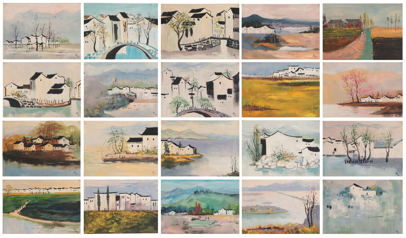 Chinese Jiangnan Scenes by Wu Guanzhong: Chinese Jiangnan Scenes by Wu Guanzhong (42 x 30cm)