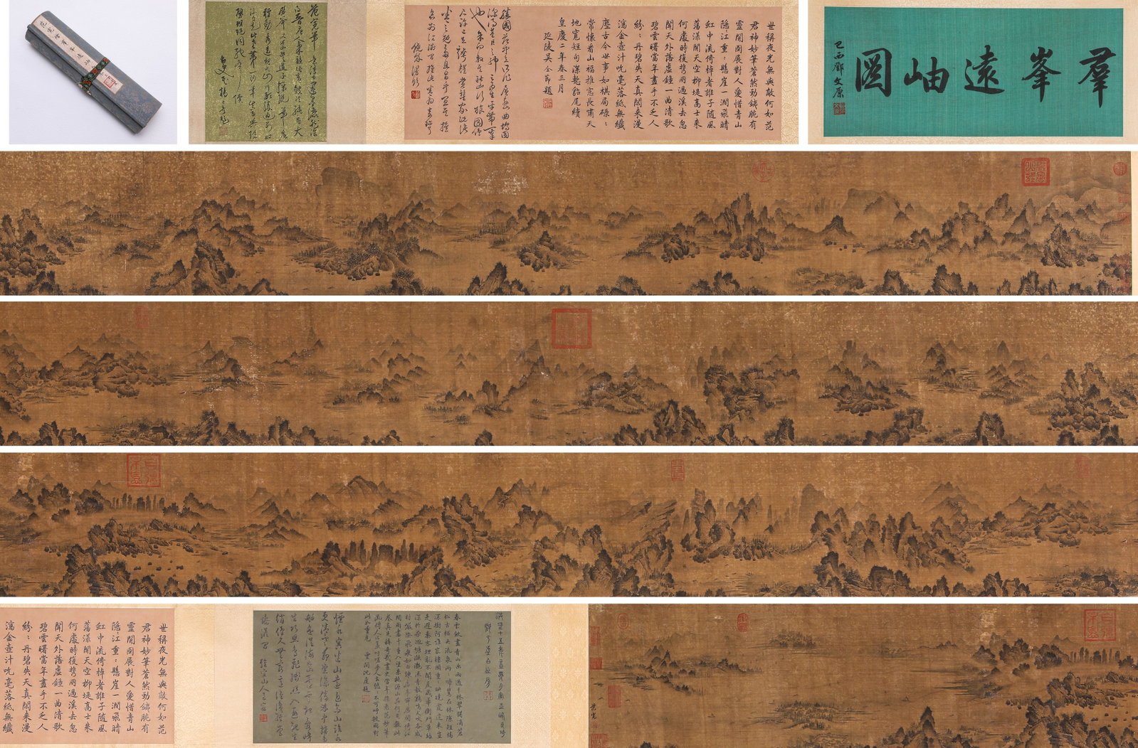 FAN KUAN (ACT. 10TH CENTURY), ATTRIBUTED TO, DISTANT PEAKS IN A SEA OF CLOUDS HANDSCROLL: FAN KUAN (ACT. 10TH CENTURY), ATTRIBUTED TO, DISTANT PEAKS IN A SEA OF CLOUDS HANDSCROLL Description: Dimensions: Width: 980 cm x Height: 31 cm. All measurements are approximate.