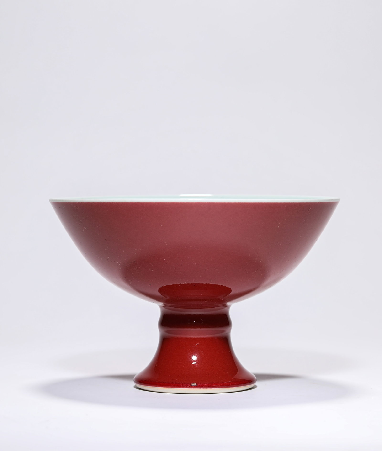 A RED-GLAZED STEM BOWL - 2