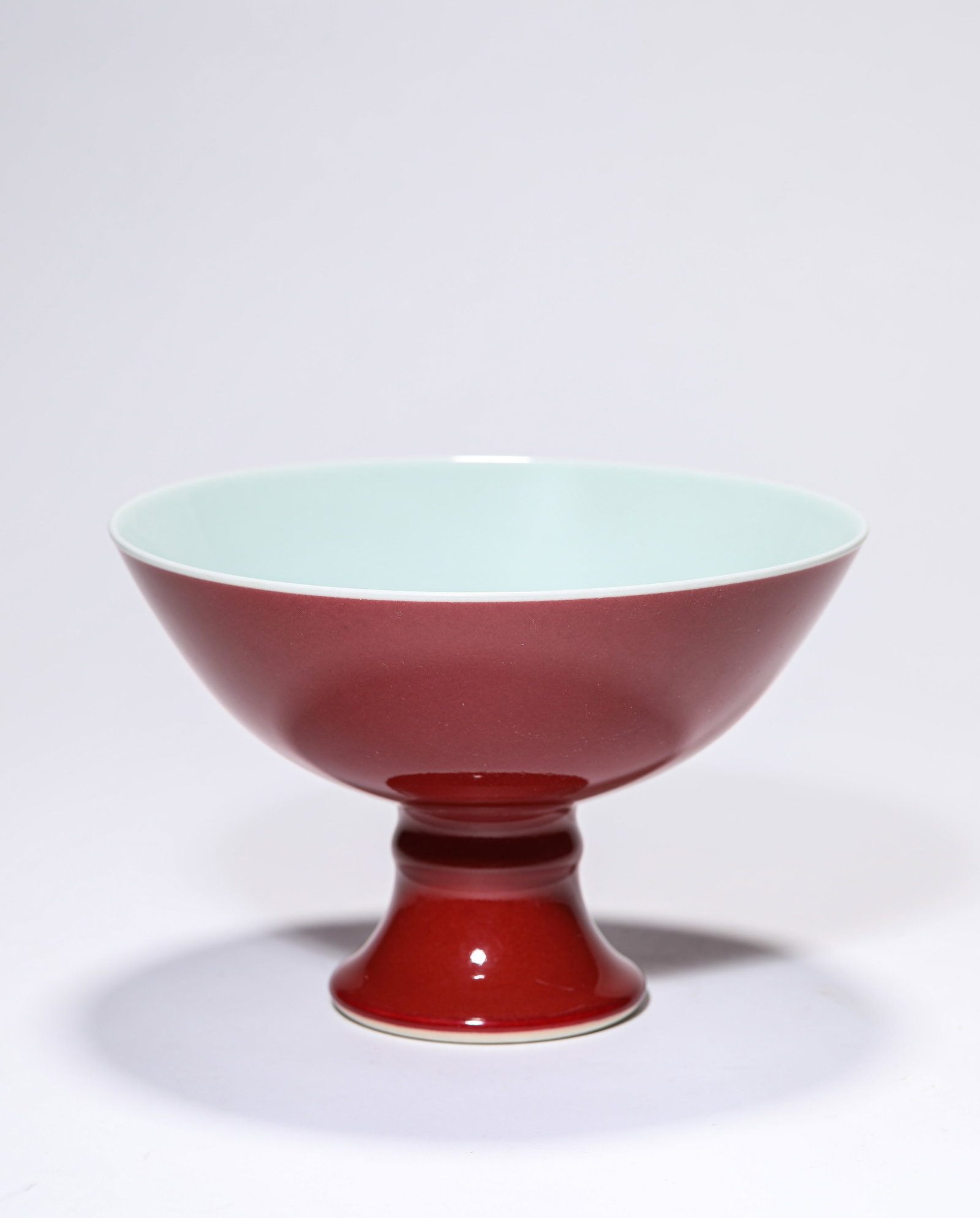 A RED-GLAZED STEM BOWL - 3