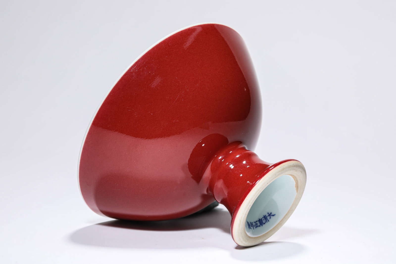 A RED-GLAZED STEM BOWL - 6