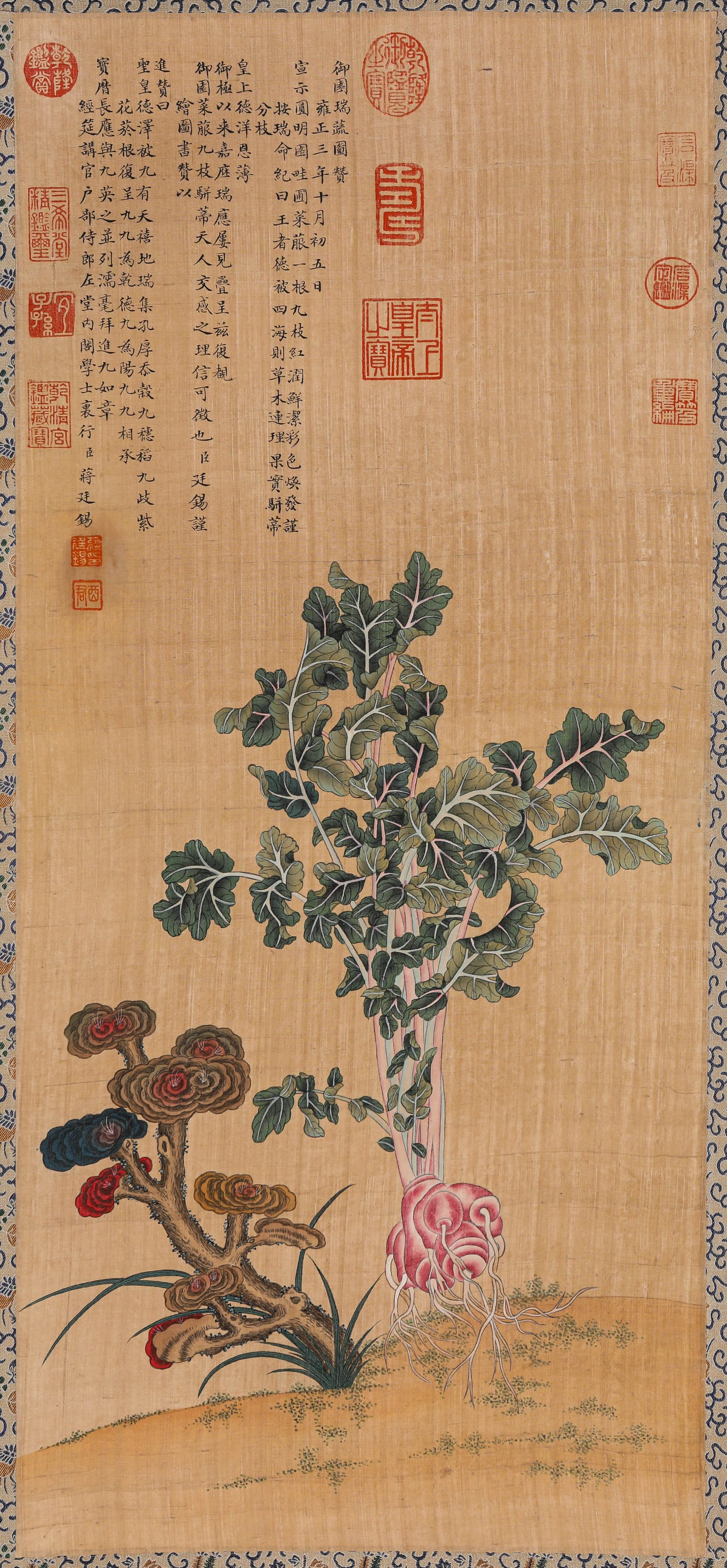 JIANG TINGXI (1669-1732), ATTRIBUTED TO, AUSPICIOUS VEGETABLES: JIANG TINGXI (1669-1732), ATTRIBUTED TO, AUSPICIOUS VEGETABLES Description: Dimensions: Width: 37 cm x Height: 81 cm. All measurements are approximate.