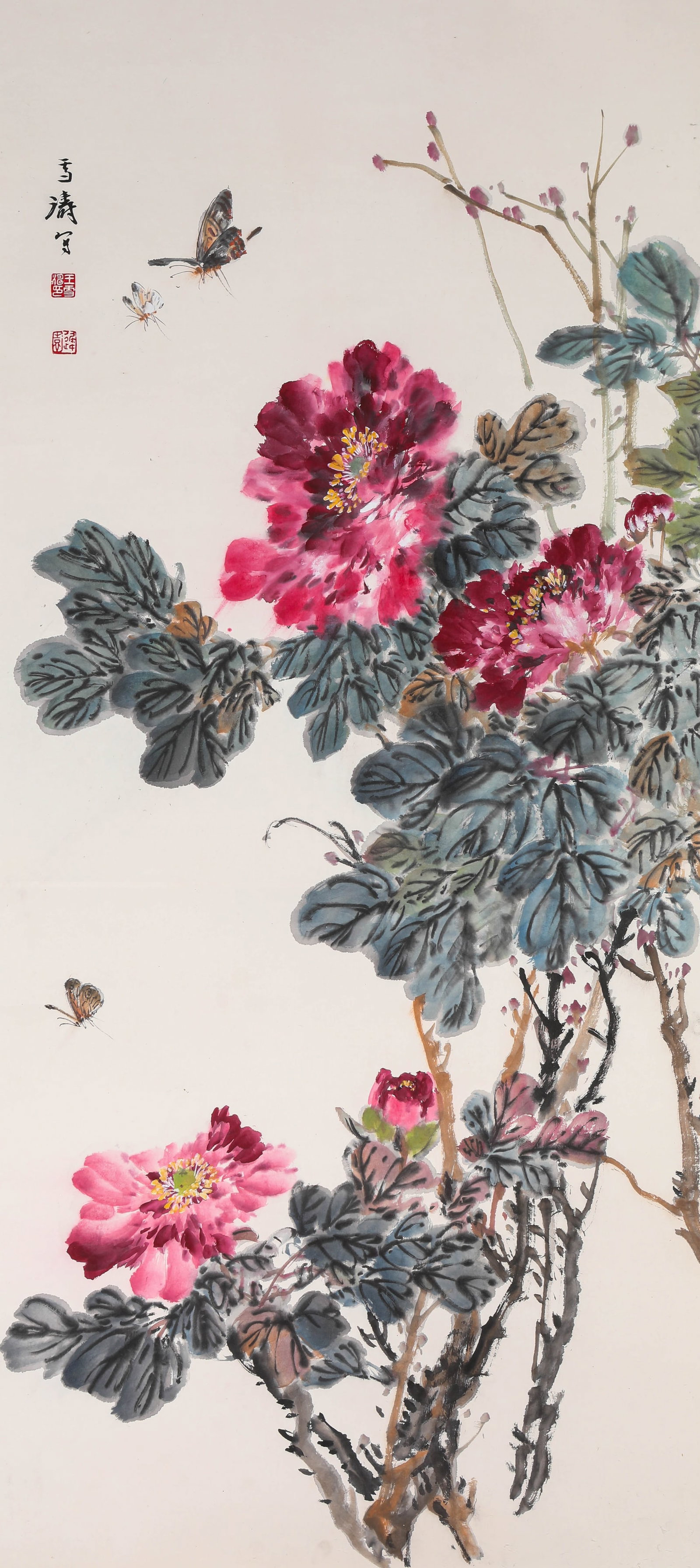 WANG XUETAO (1903-1982), ATTRIBUTED TO, FLOWERS: WANG XUETAO (1903-1982), ATTRIBUTED TO, FLOWERS Description: Dimensions: Width: 50 cm x Height: 112 cm. All measurements are approximate.