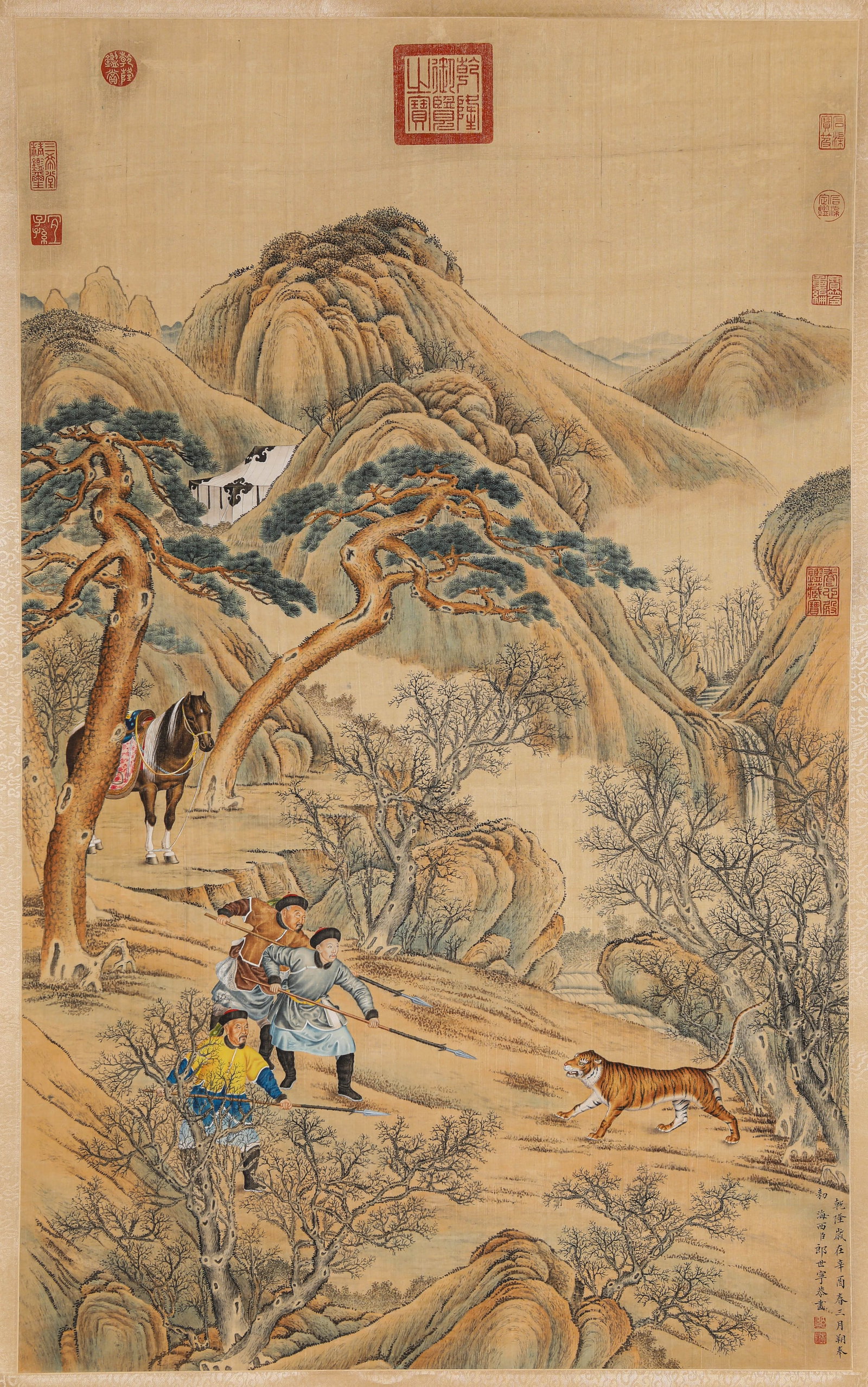 GIUSEPPE CASTIGLIONE (1688-1766), ATTRIBUTED TO, HUNTING SCENE: GIUSEPPE CASTIGLIONE (1688-1766), ATTRIBUTED TO, HUNTING SCENE Description: Dimensions: Width: 66.5 cm x Height: 107 cm. All measurements are approximate.