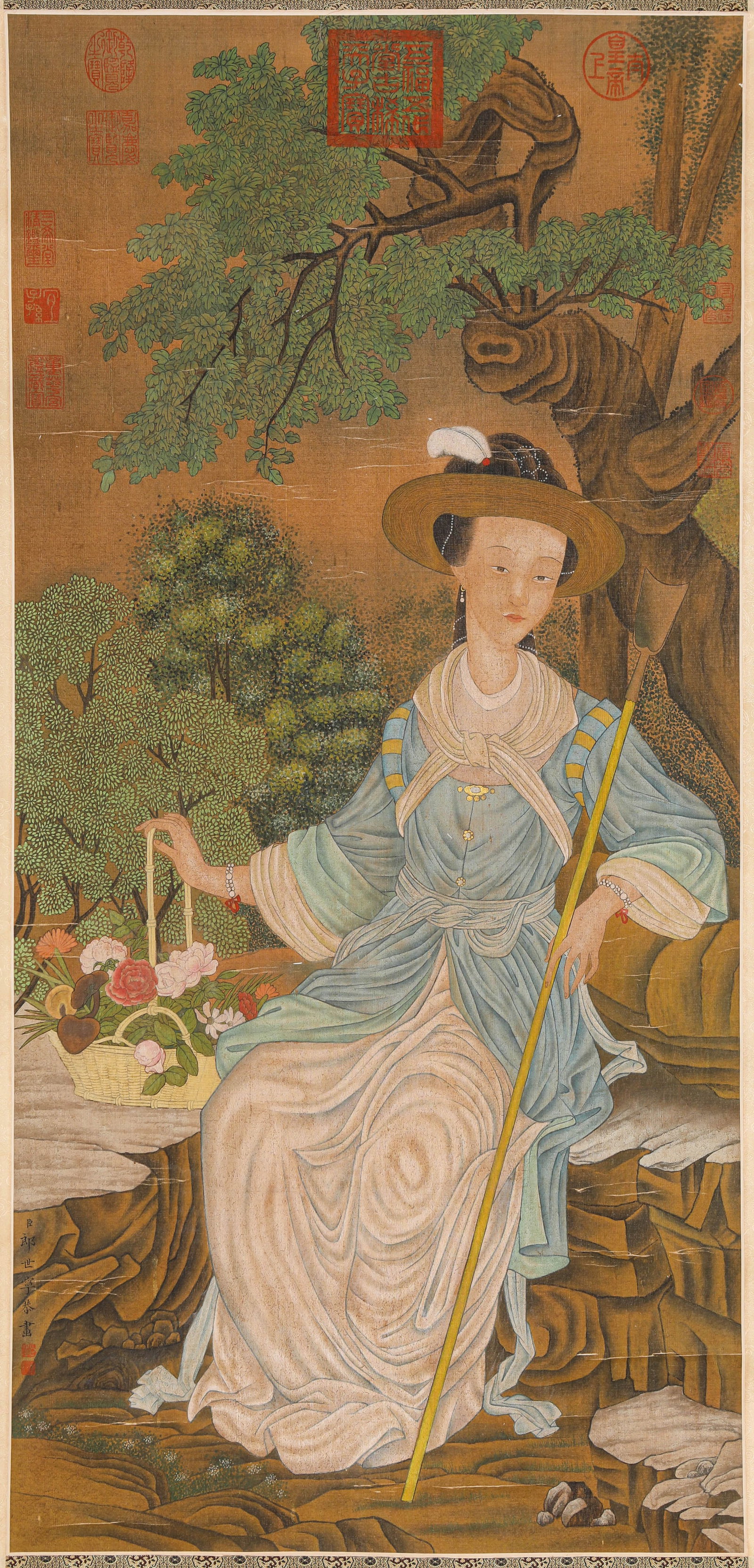 GIUSEPPE CASTIGLIONE (1688-1766), ATTRIBUTED TO, FIGURES: GIUSEPPE CASTIGLIONE (1688-1766), ATTRIBUTED TO, FIGURES Description: Dimensions: Width: 50 cm x Height: 106 cm. All measurements are approximate.