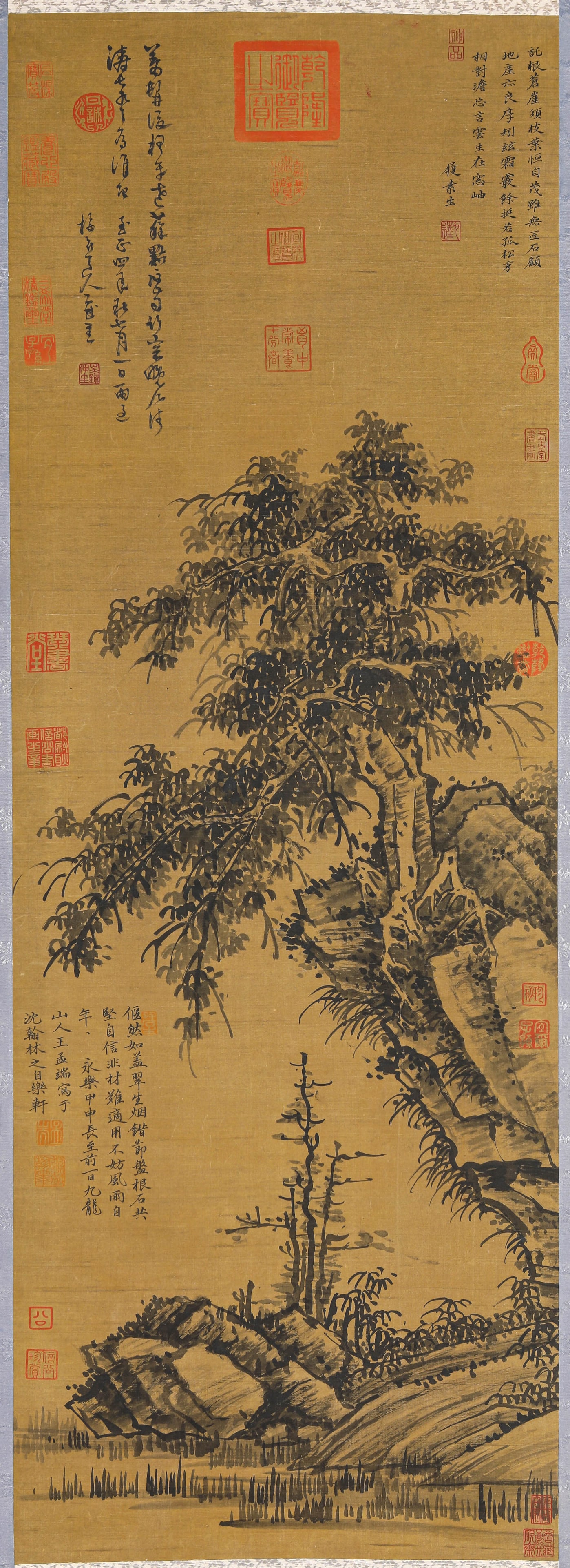 WU ZHEN (1280-1354), ATTRIBUTED TO, PINES AND ROCKS: WU ZHEN (1280-1354), ATTRIBUTED TO, PINES AND ROCKS Description: Dimensions: Width: 42 cm x Height: 118 cm. All measurements are approximate.